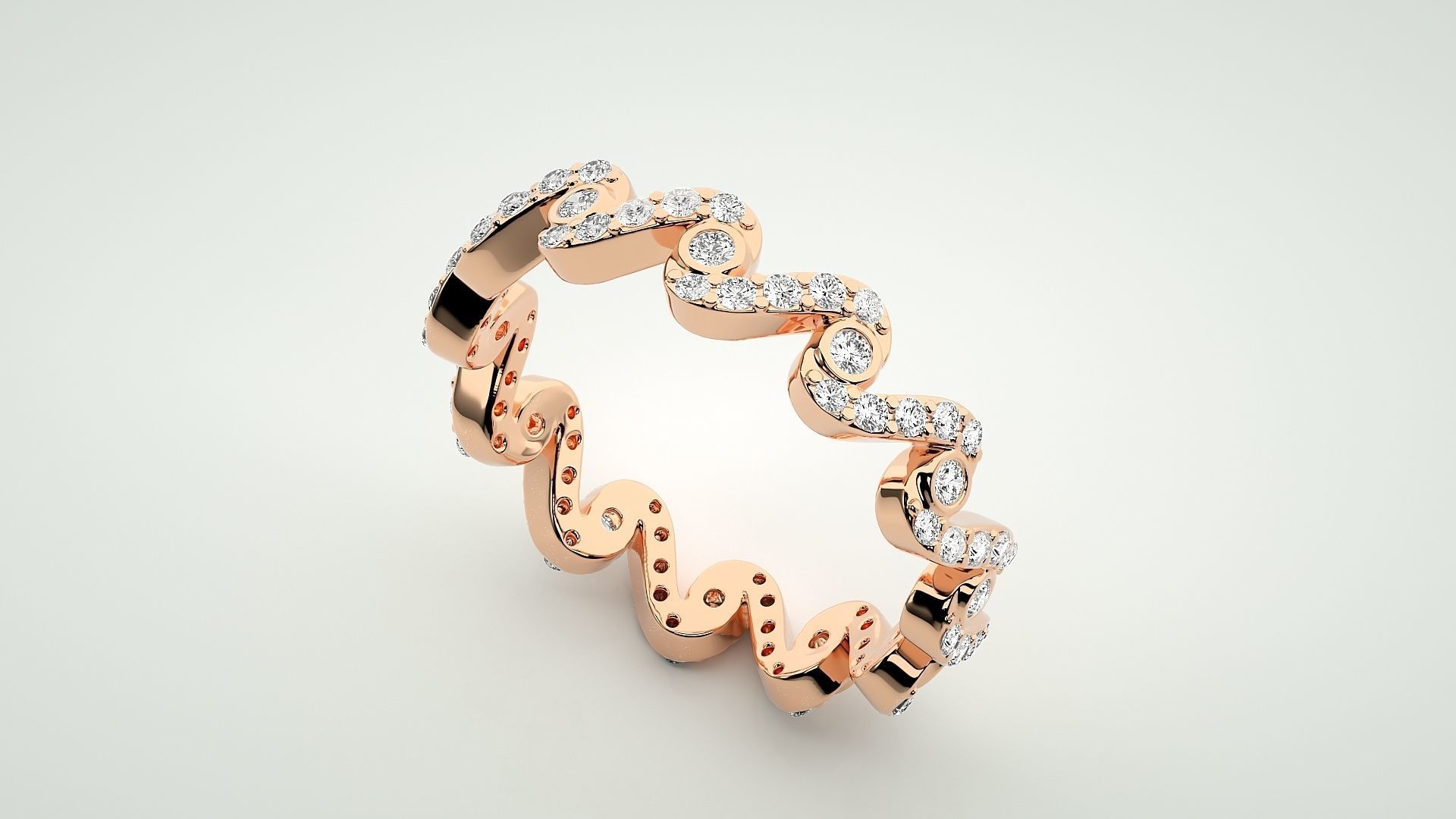 Eternity Band Diamond Ring 3dm stl render detail 3D print model_2