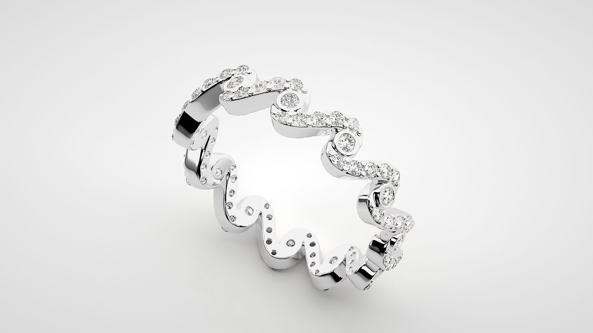 Eternity Band Diamond Ring 3dm stl render detail 3D print model_6