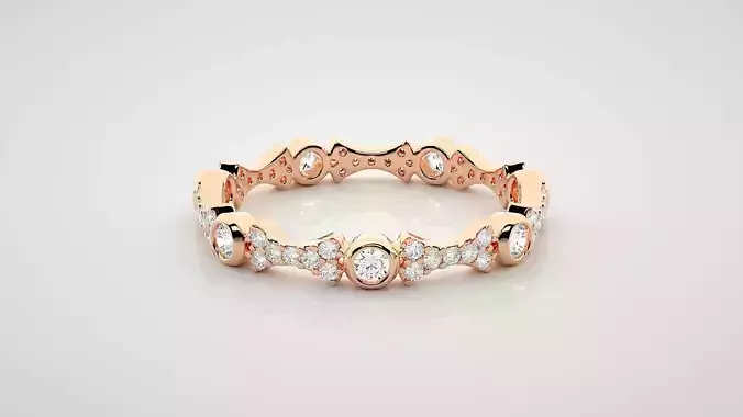 Eternity Band Diamond Ring 3dm stl render detail 3D print model