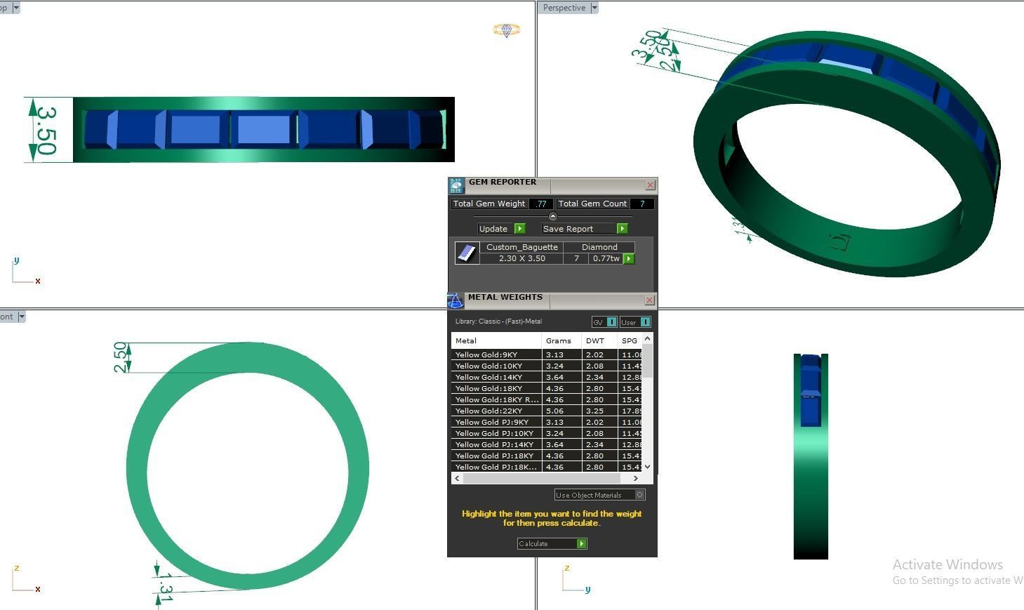 Baguette Eternity Band Diamond Ring 3dm stl render detail 3D print model_3