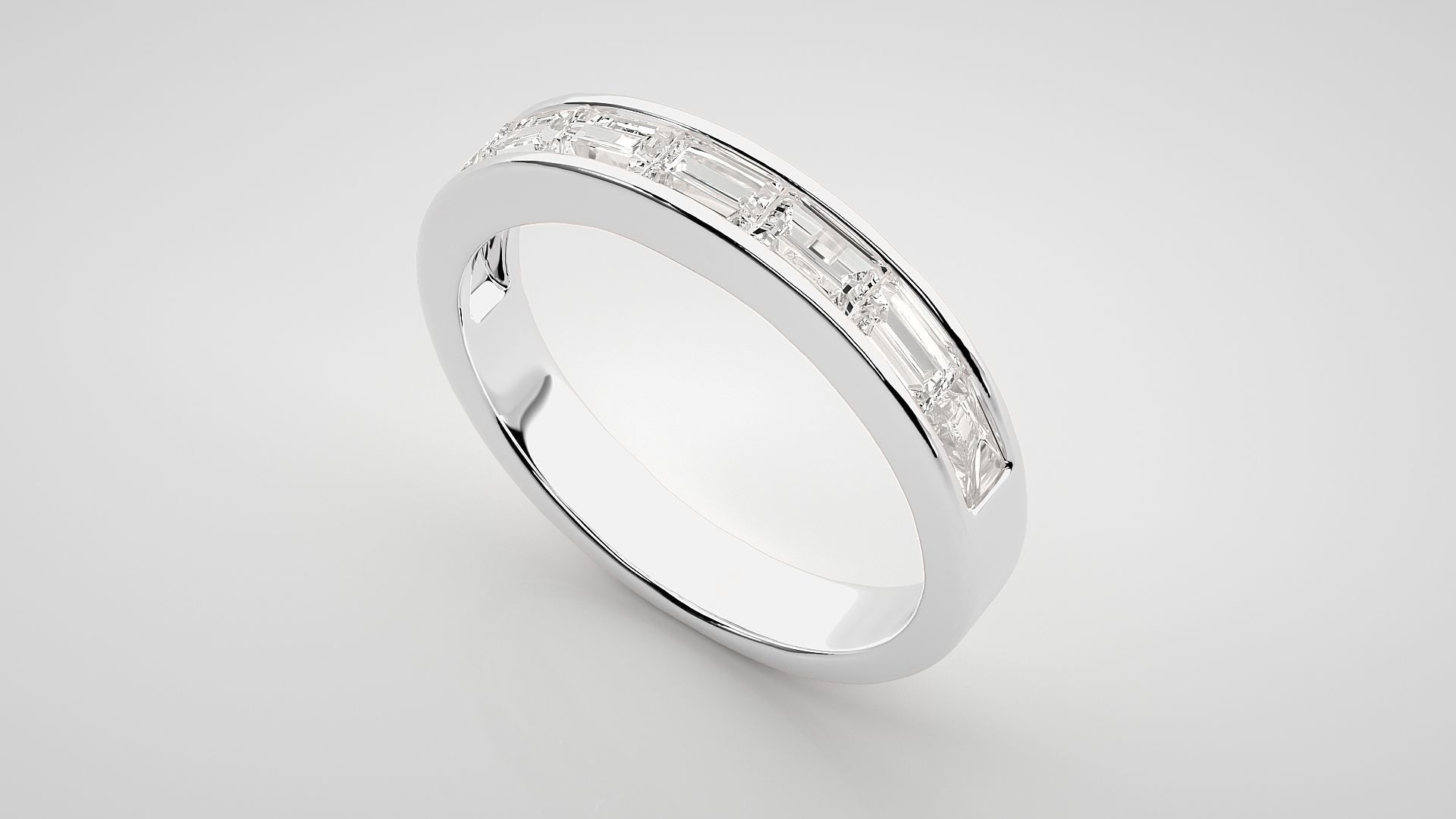 Baguette Eternity Band Diamond Ring 3dm stl render detail 3D print model_6
