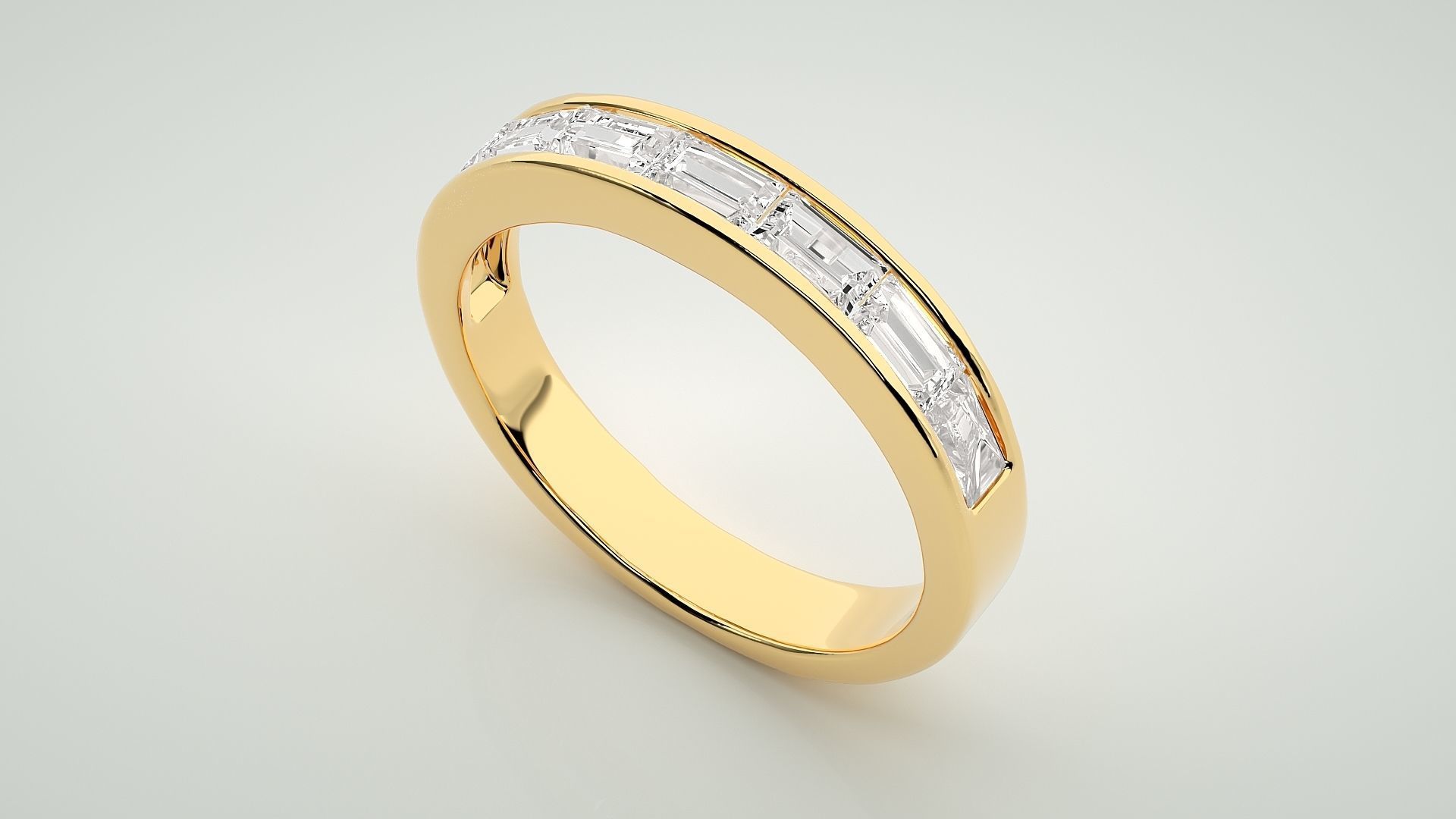 Baguette Eternity Band Diamond Ring 3dm stl render detail 3D print model_9