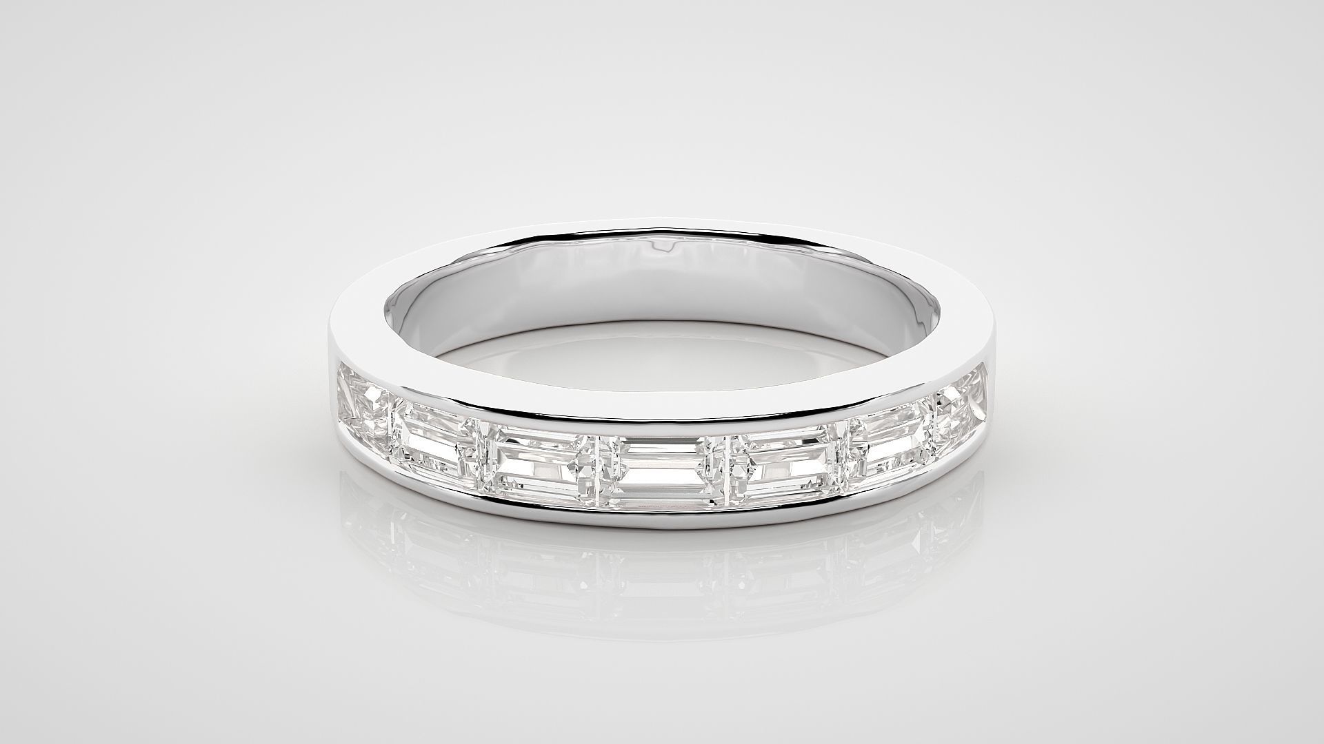 Baguette Eternity Band Diamond Ring 3dm stl render detail 3D print model_4
