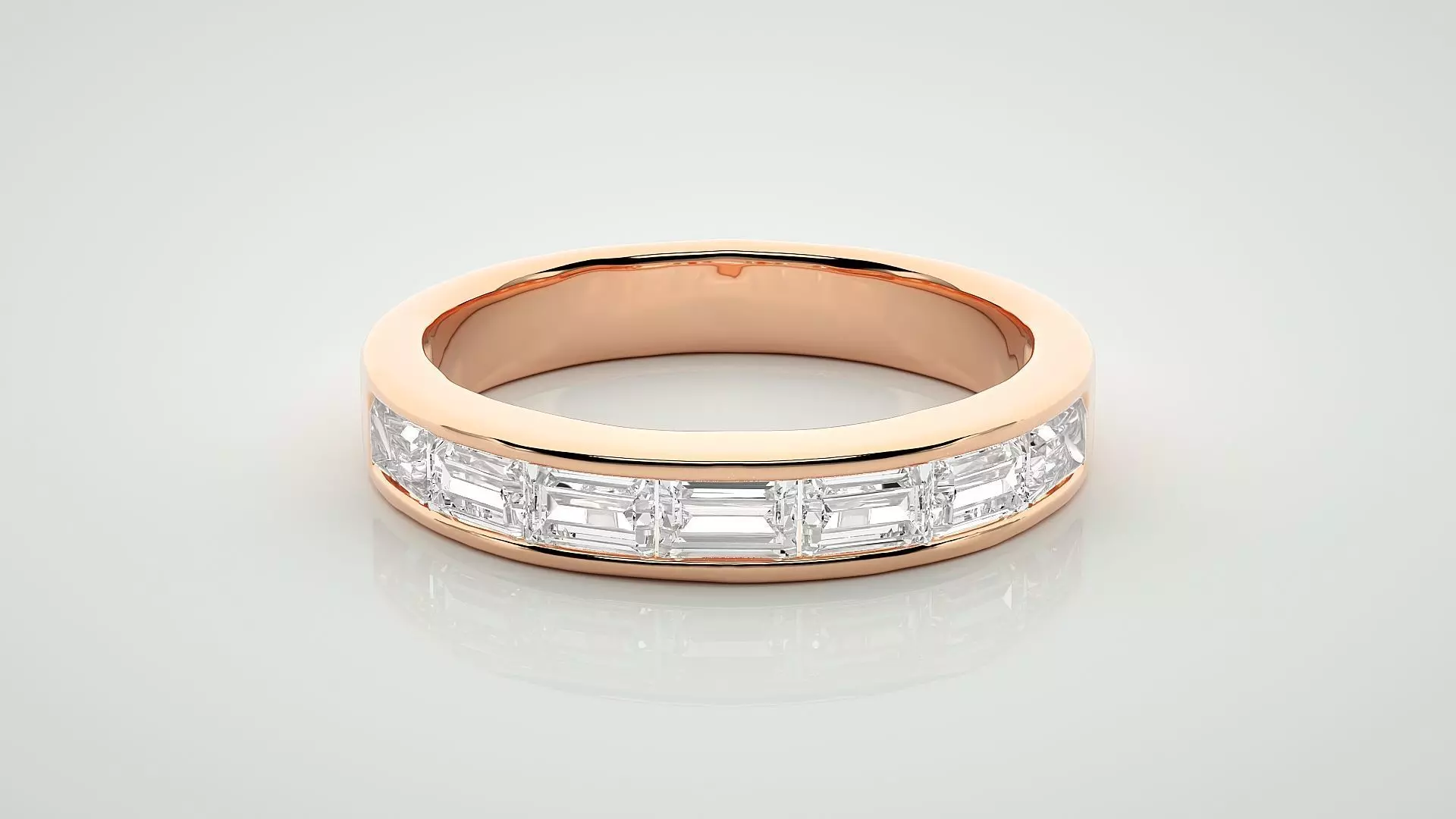 Baguette Eternity Band Diamond Ring 3dm stl render detail 3D print model_0