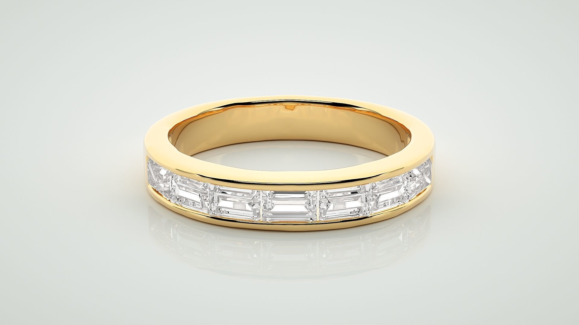 Baguette Eternity Band Diamond Ring 3dm stl render detail 3D print model_7