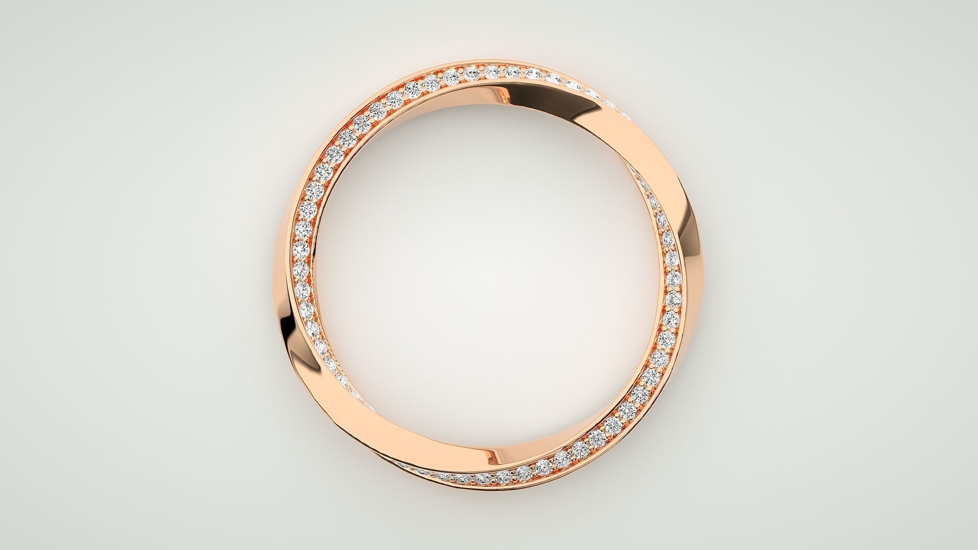 Curved Eternity Band Diamond Ring 3dm stl render detail 3D print model_1
