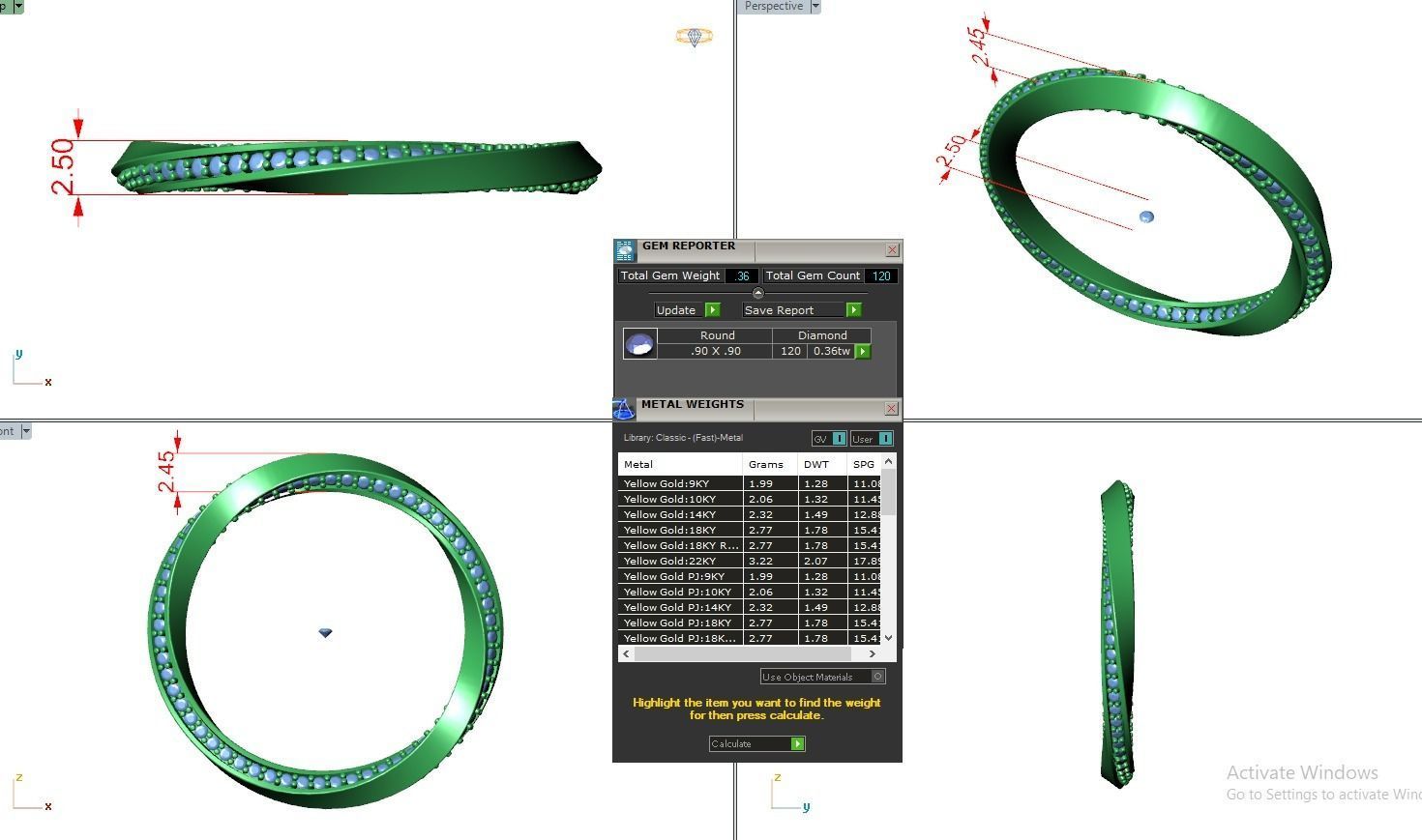 Curved Eternity Band Diamond Ring 3dm stl render detail 3D print model_4