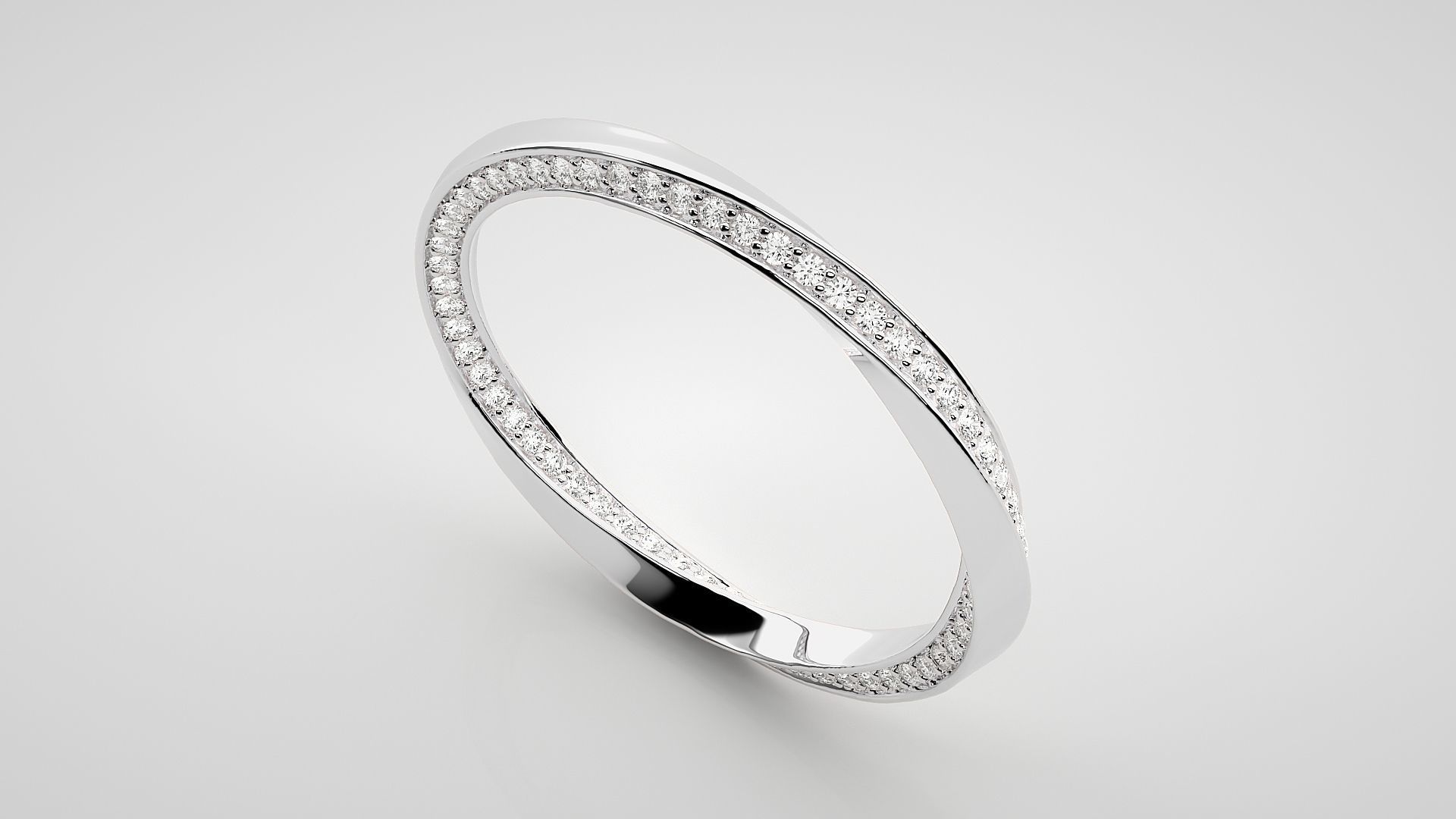 Curved Eternity Band Diamond Ring 3dm stl render detail 3D print model_7