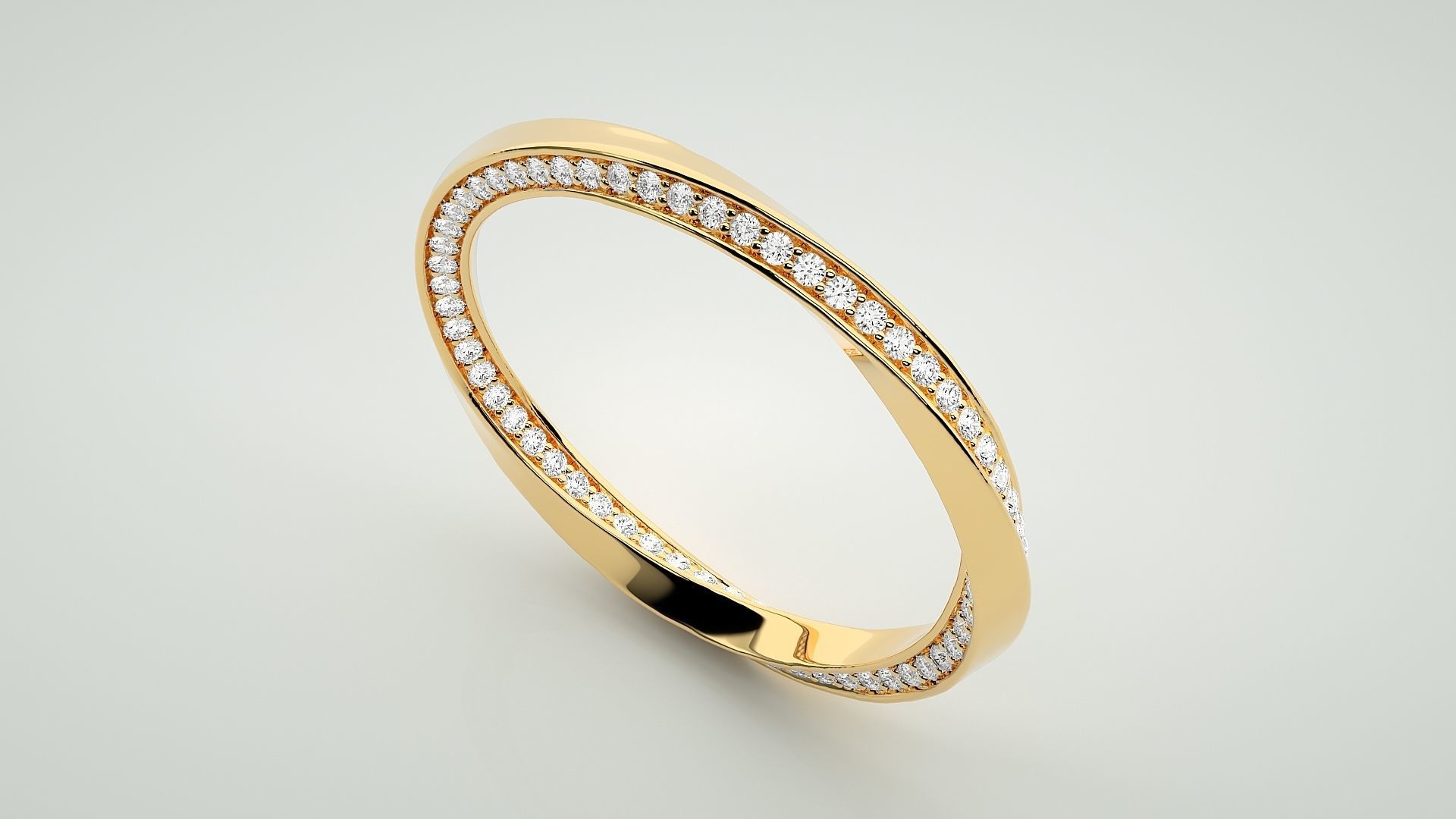 Curved Eternity Band Diamond Ring 3dm stl render detail 3D print model_10