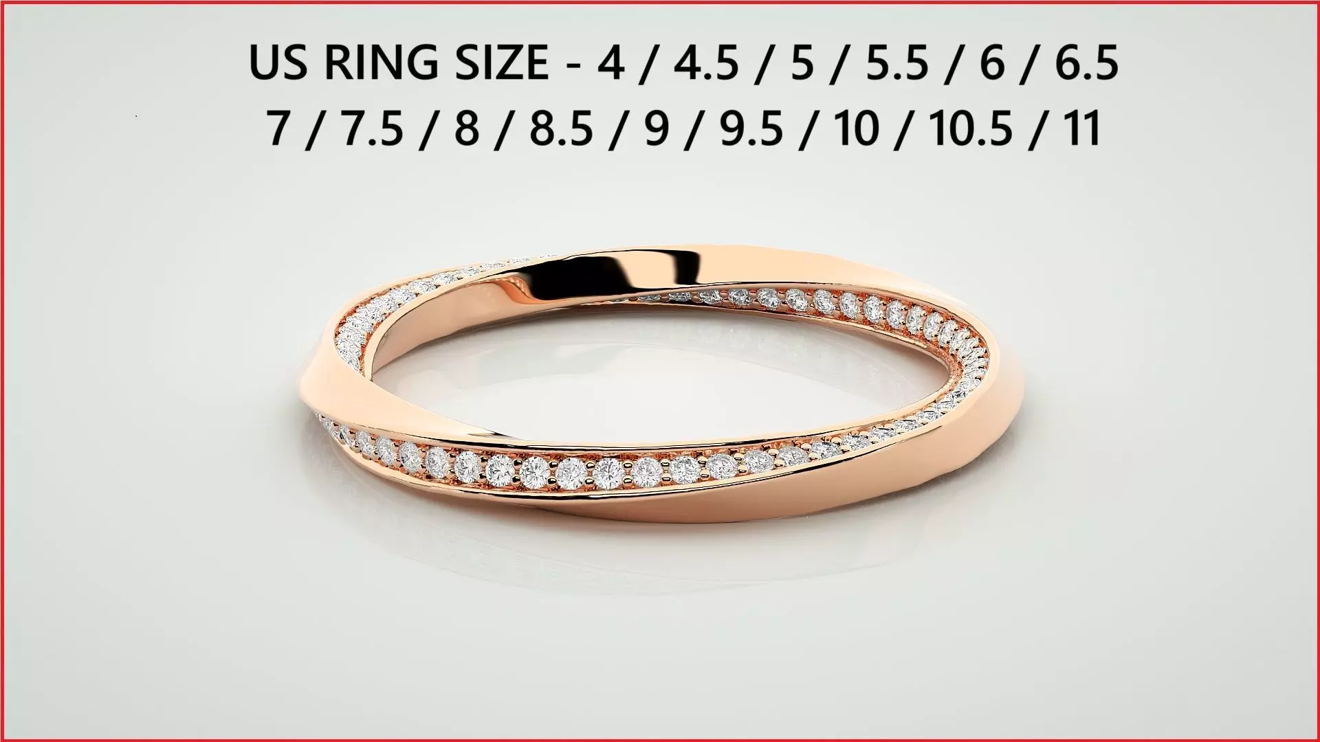 Curved Eternity Band Diamond Ring 3dm stl render detail 3D print model_0
