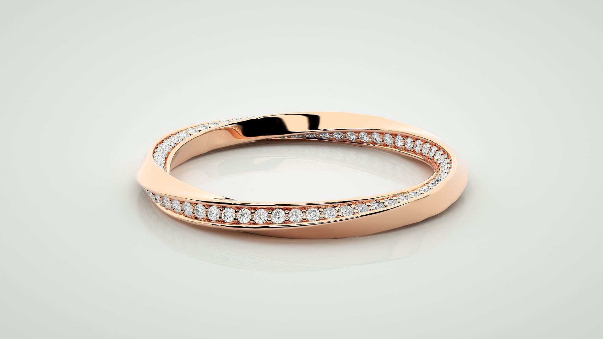 Curved Eternity Band Diamond Ring 3dm stl render detail 3D print model_3