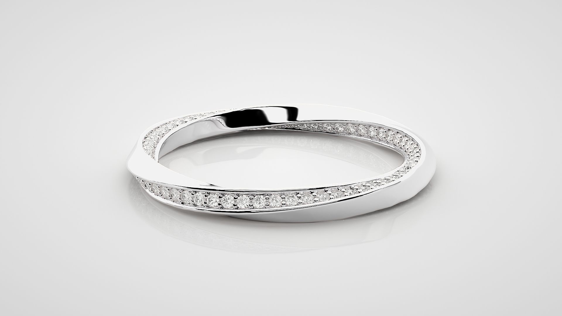 Curved Eternity Band Diamond Ring 3dm stl render detail 3D print model_5
