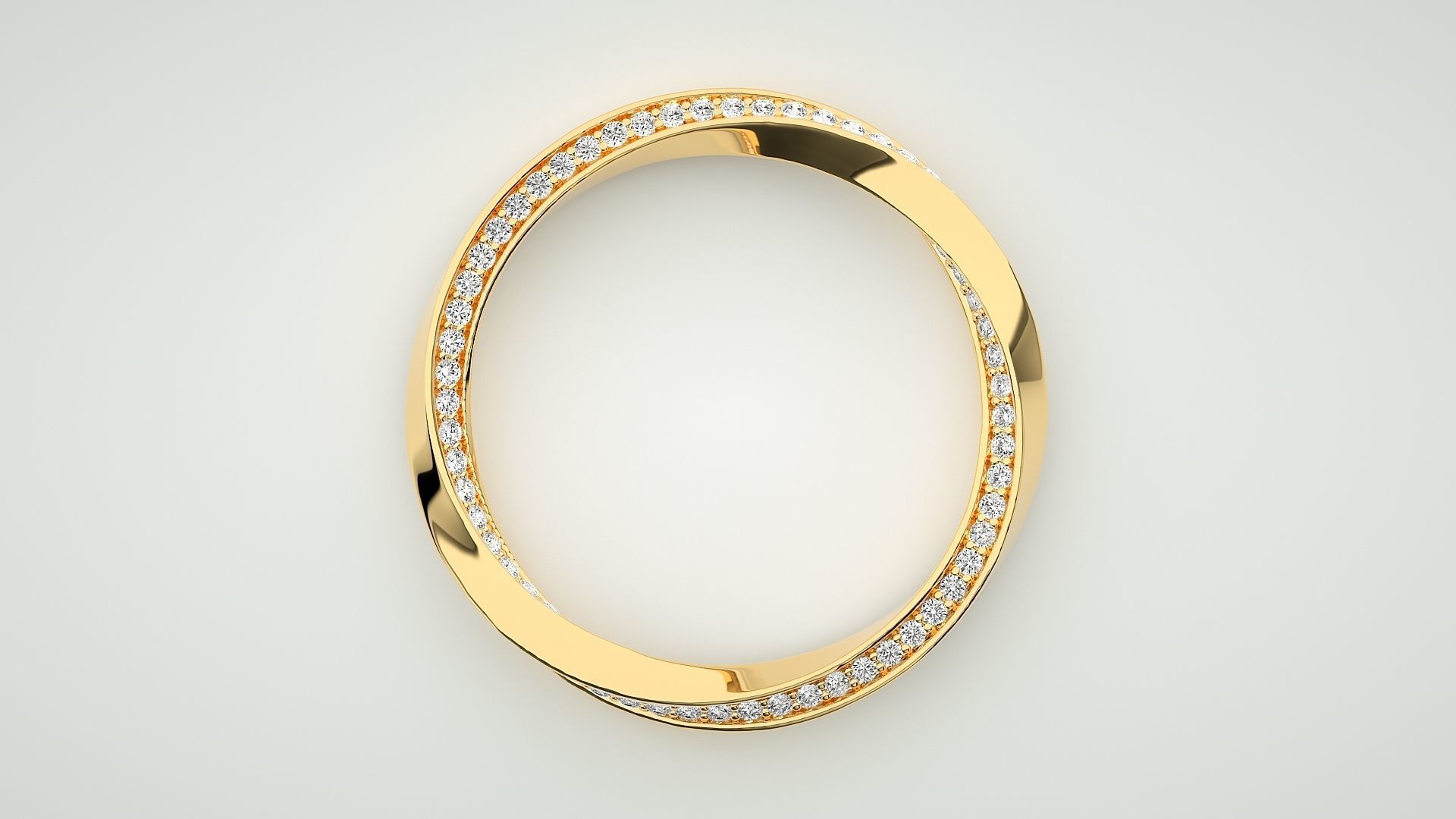 Curved Eternity Band Diamond Ring 3dm stl render detail 3D print model_9