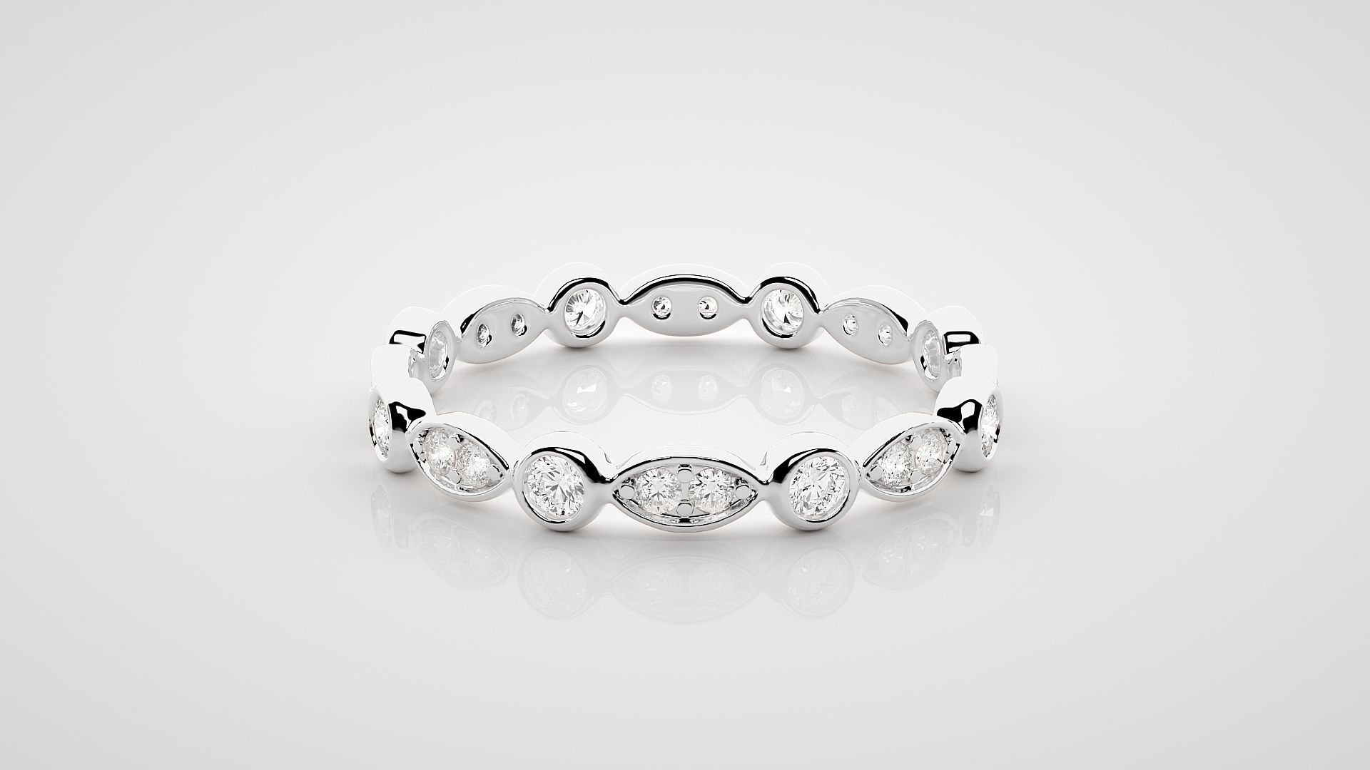 Eternity Band Diamond Ring 3dm stl render detail 3D print model_4