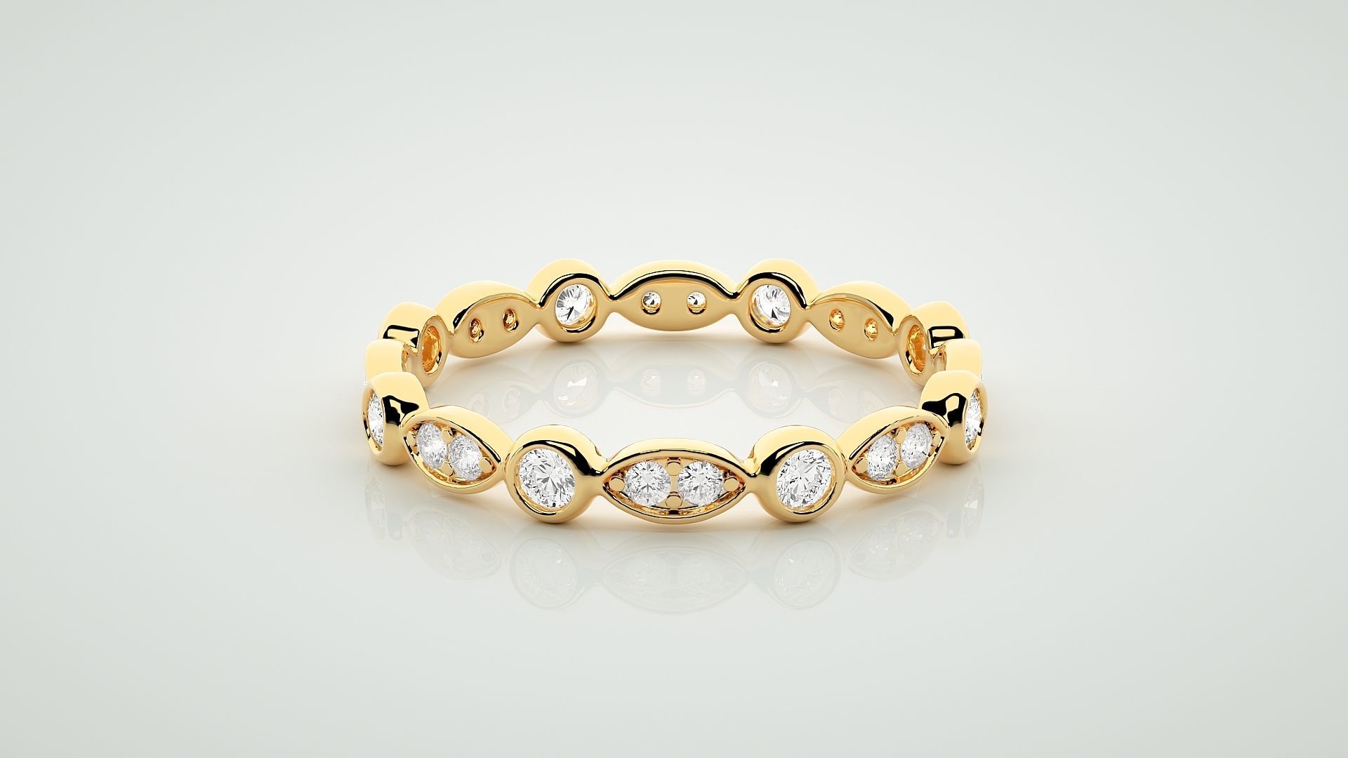 Eternity Band Diamond Ring 3dm stl render detail 3D print model_7