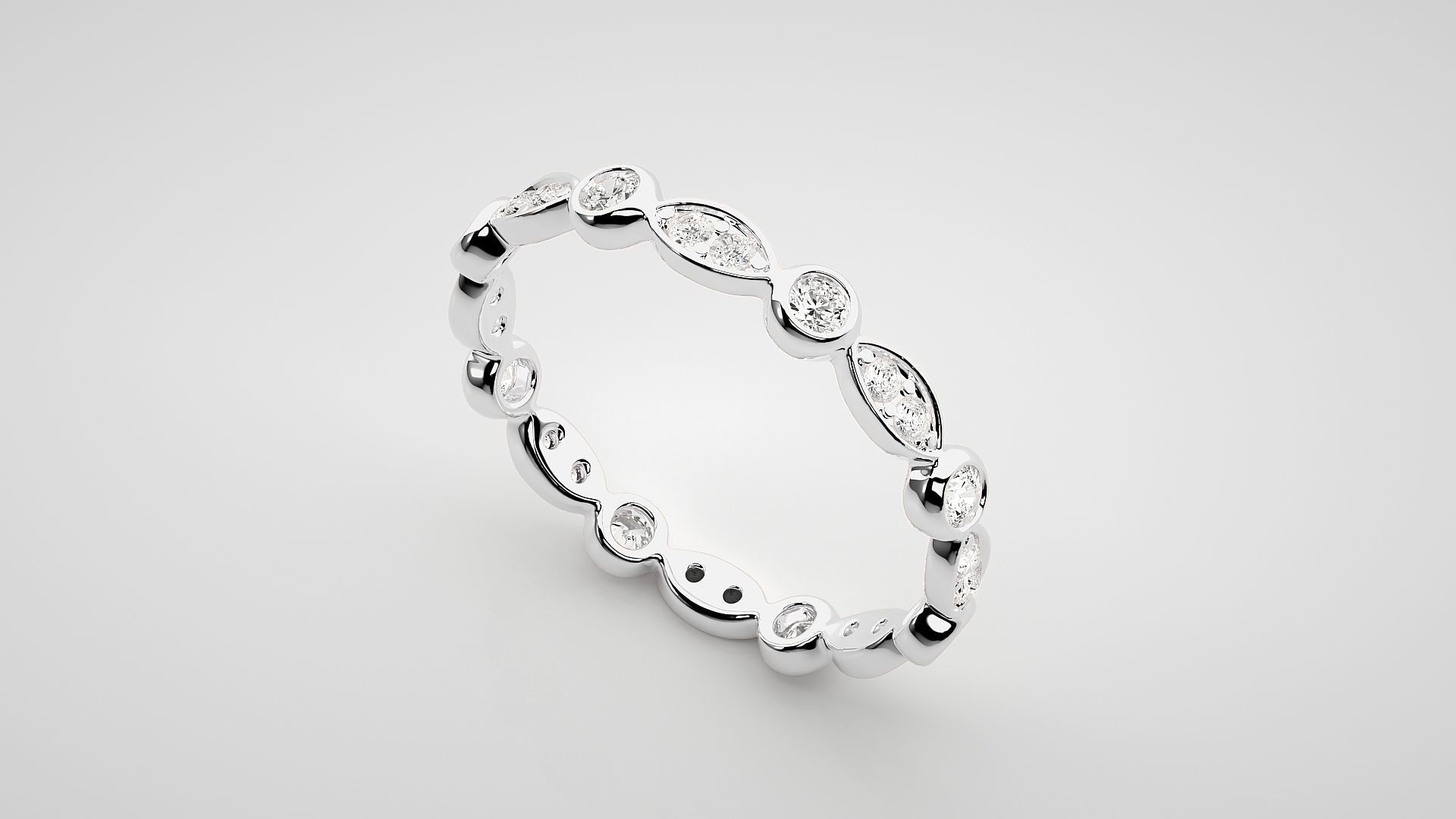 Eternity Band Diamond Ring 3dm stl render detail 3D print model_6