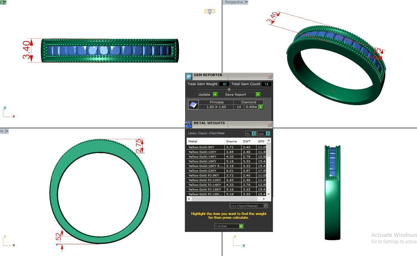 Princess Eternity Band Diamond Ring 3dm stl render detail 3D print model_3
