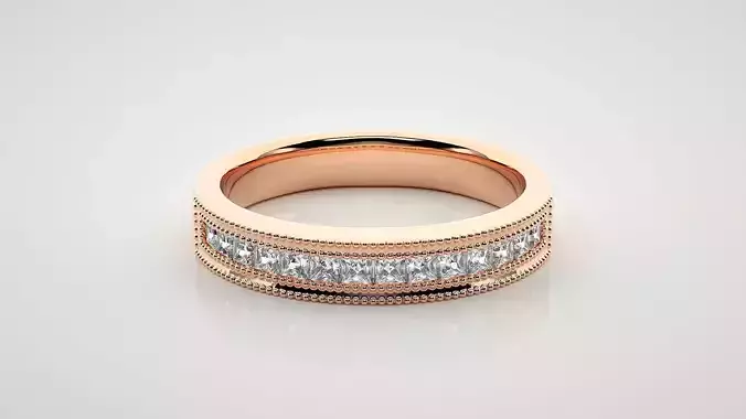 Princess Eternity Band Diamond Ring 3dm stl render detail 3D print model