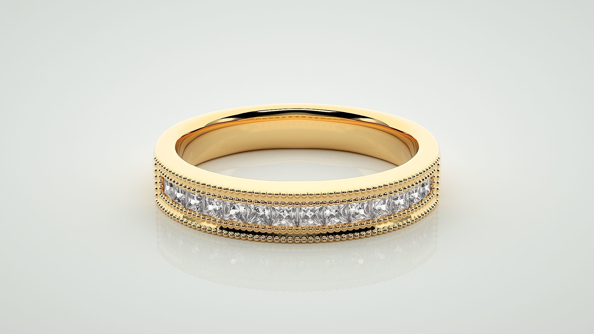 Princess Eternity Band Diamond Ring 3dm stl render detail 3D print model_7