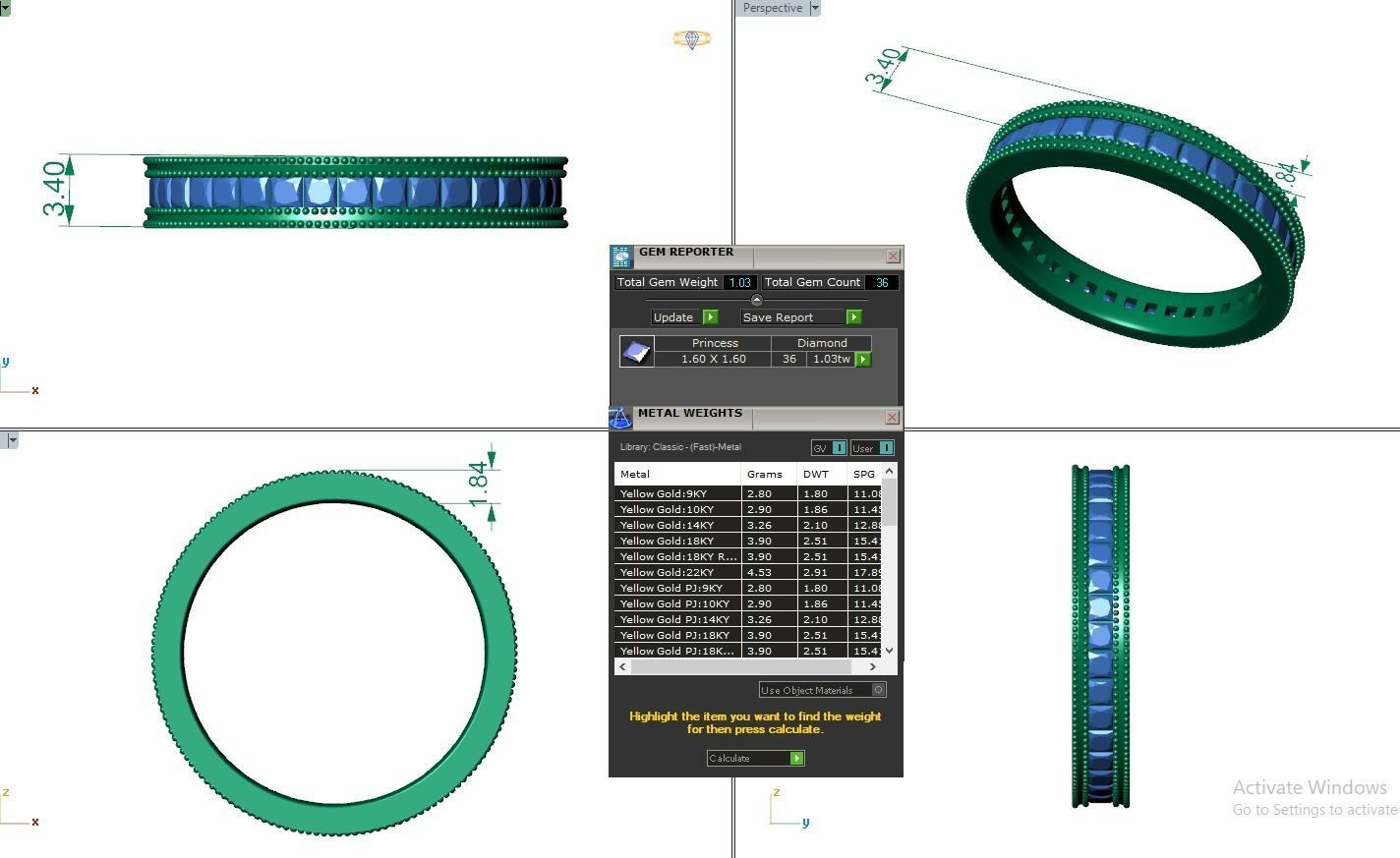 Princess Eternity Band Diamond Ring 3dm stl render detail 3D print model_3