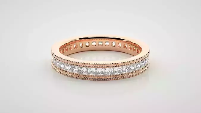 Princess Eternity Band Diamond Ring 3dm stl render detail 3D print model