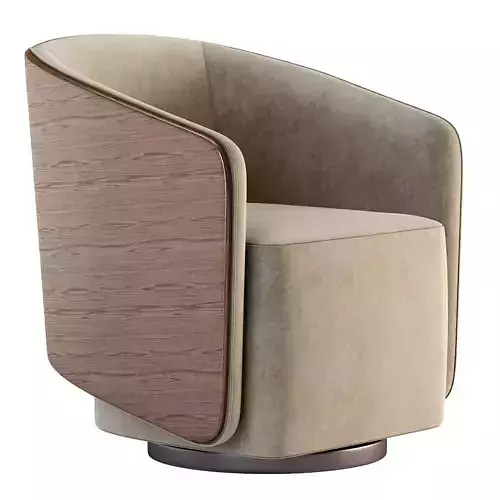 Armchair swivel chair leather and wood