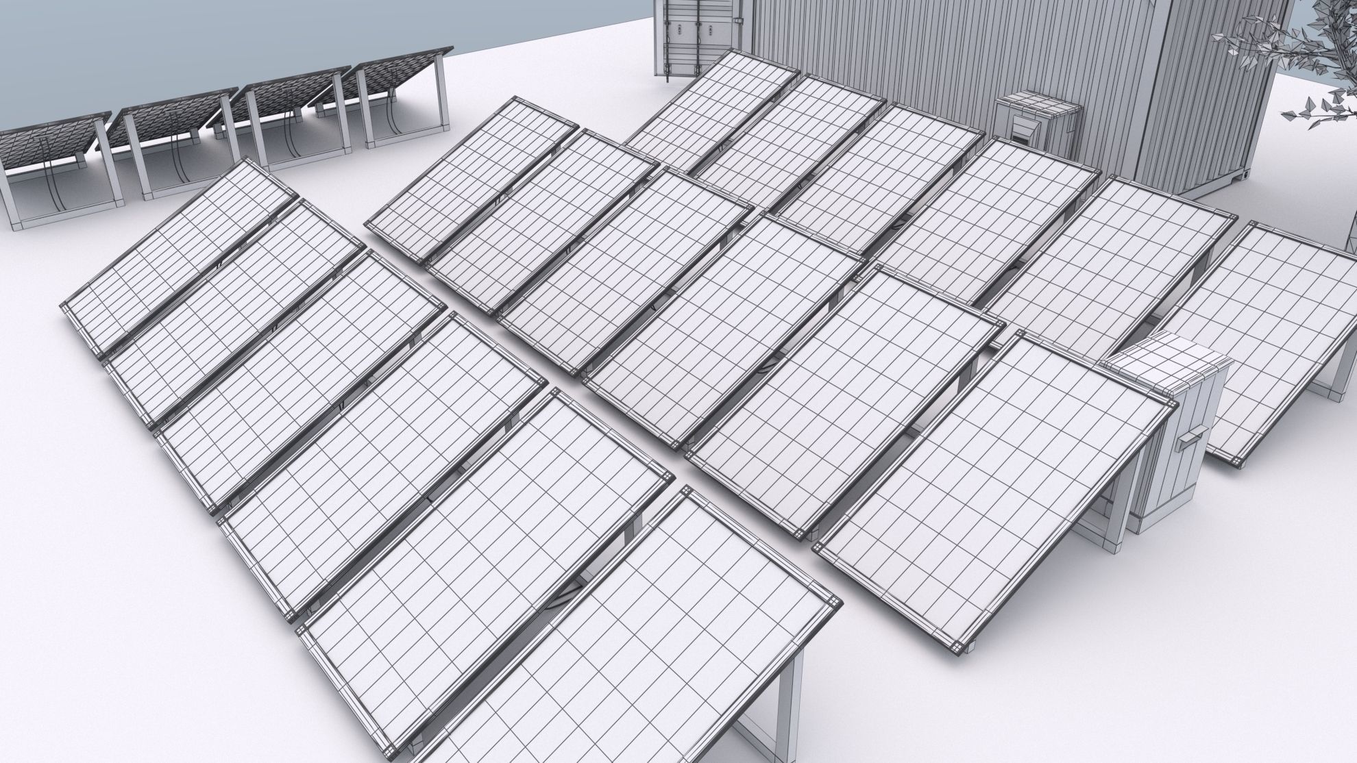 Mining Farm Container with Solar Panel 3D model_12