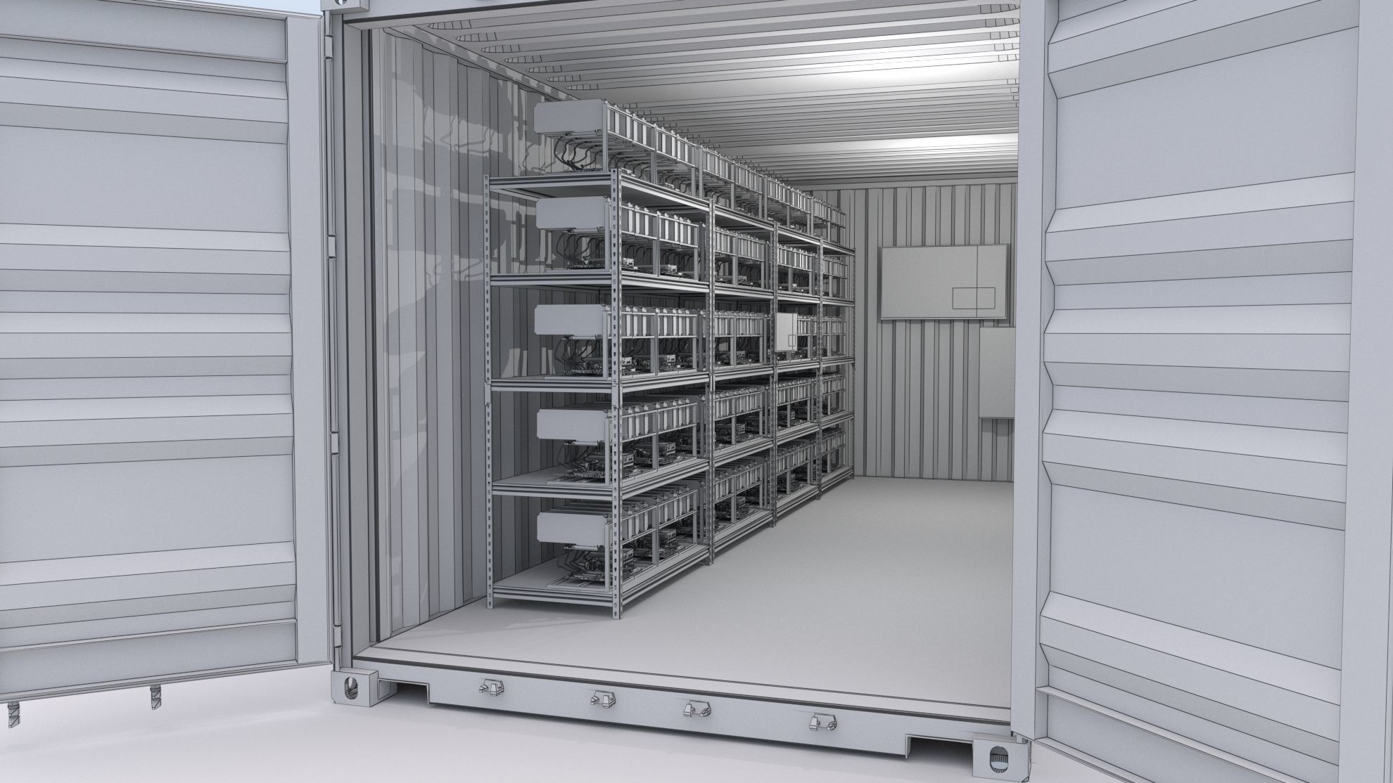 Mining Farm Container with Solar Panel 3D model_10
