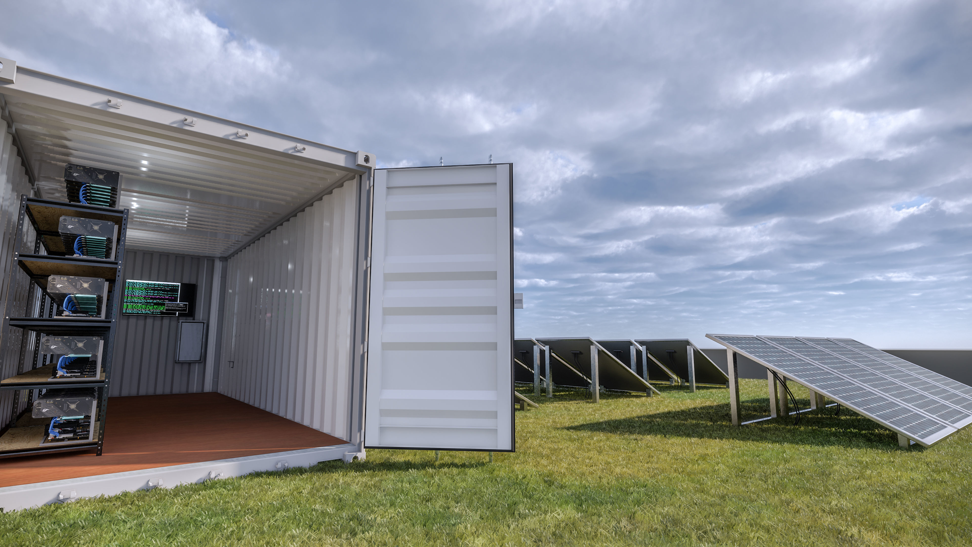 Mining Farm Container with Solar Panel 3D model_4