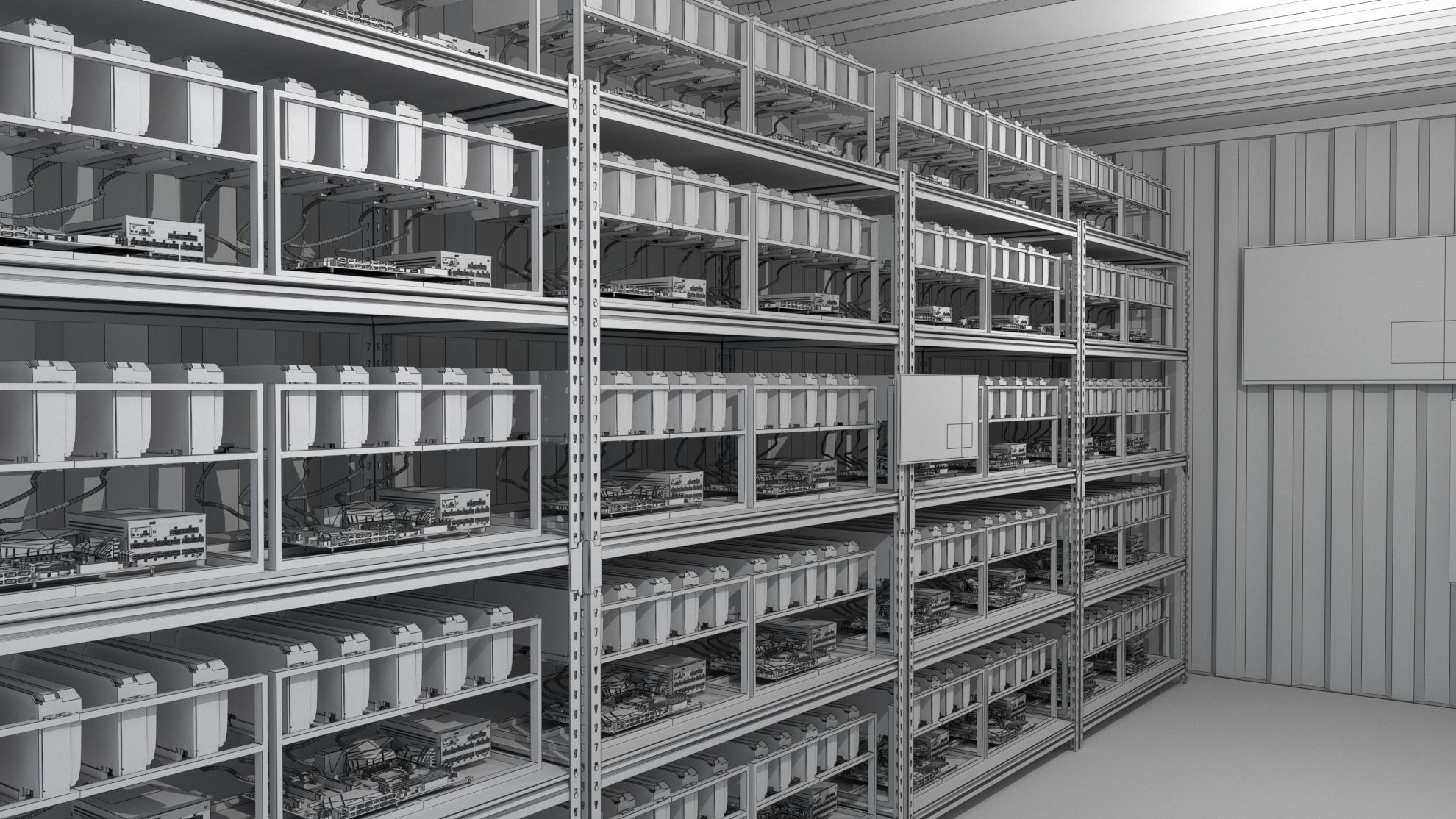 Mining Farm Container with Solar Panel 3D model_8