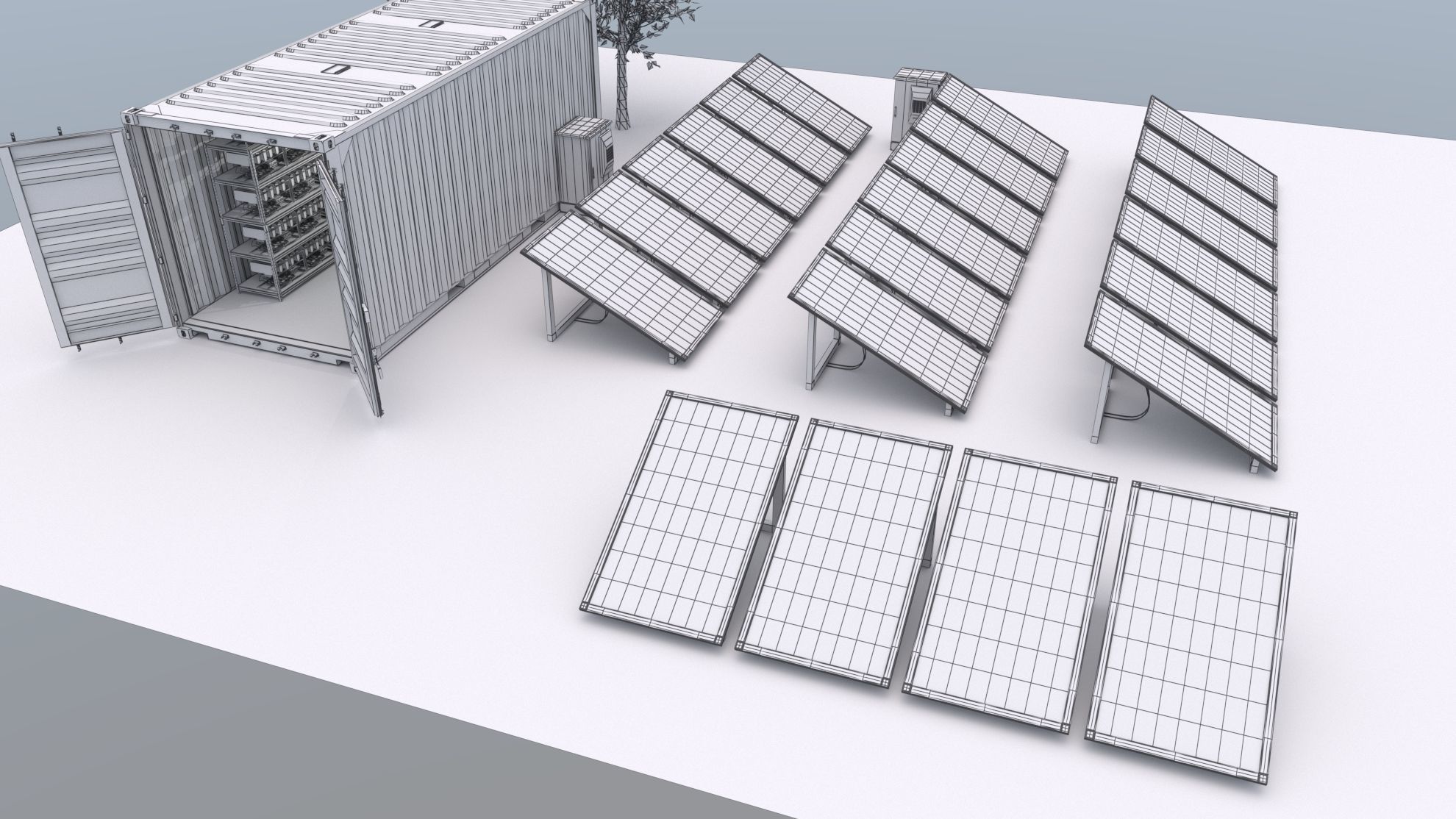 Mining Farm Container with Solar Panel 3D model_11