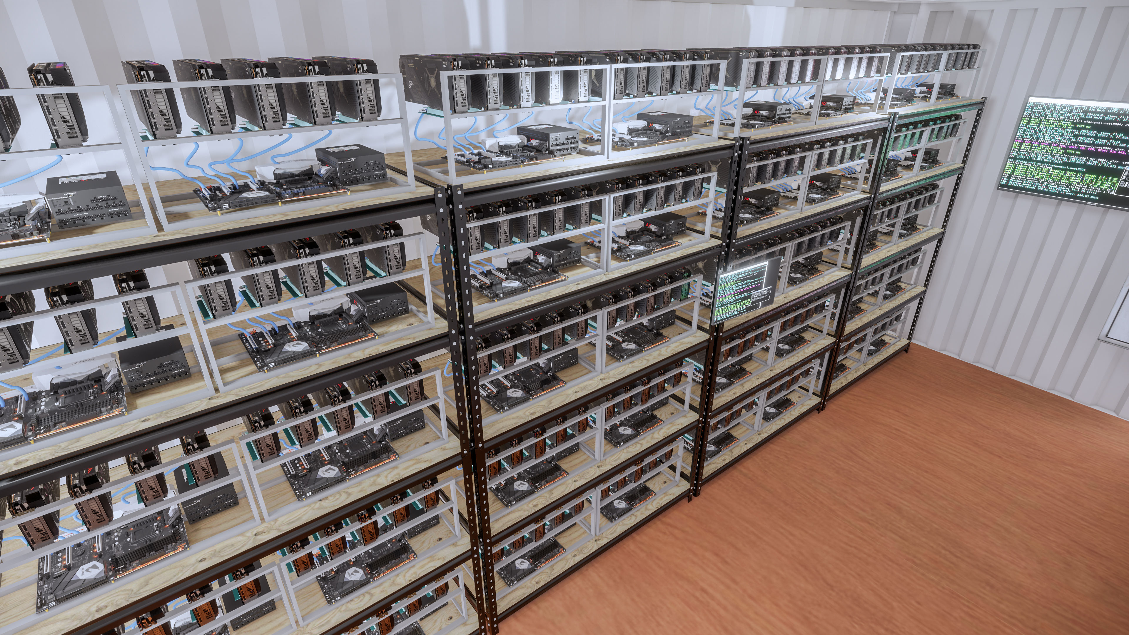 Mining Farm Container with Solar Panel 3D model_2