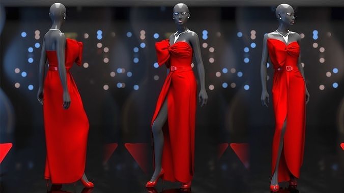 Evening Dress in 3DS Max - Marvelous Designer and clo3d No - 6 3D model