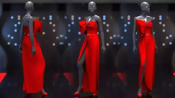 Evening Dress in 3DS Max - Marvelous Designer and clo3d No - 6