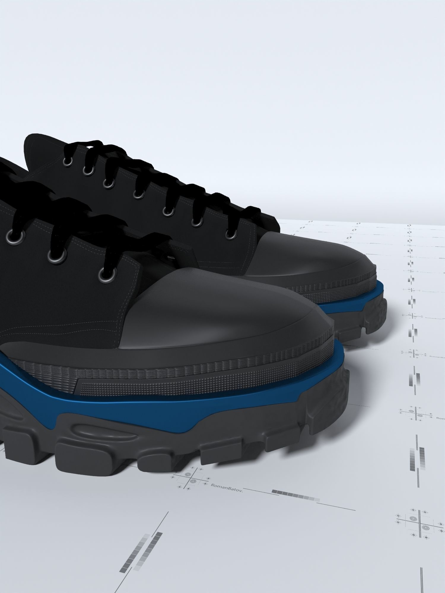 Blue Raf Simons Detroit Runner Sneakers 3D model 3D model | CGTrader