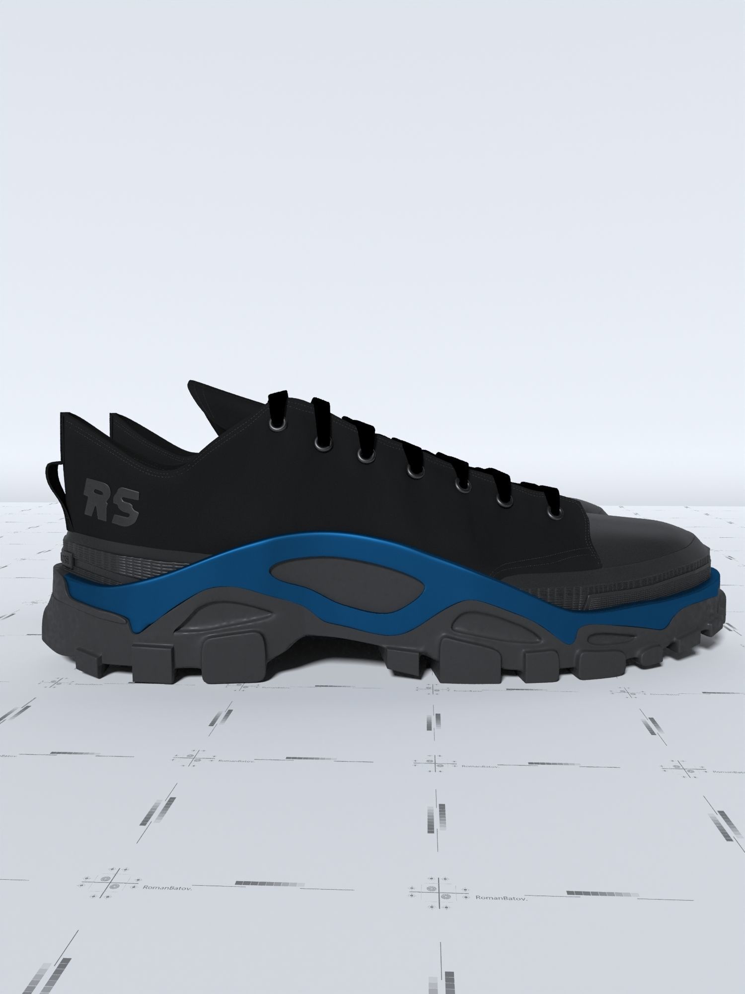 Blue Raf Simons Detroit Runner Sneakers 3D model 3D model | CGTrader