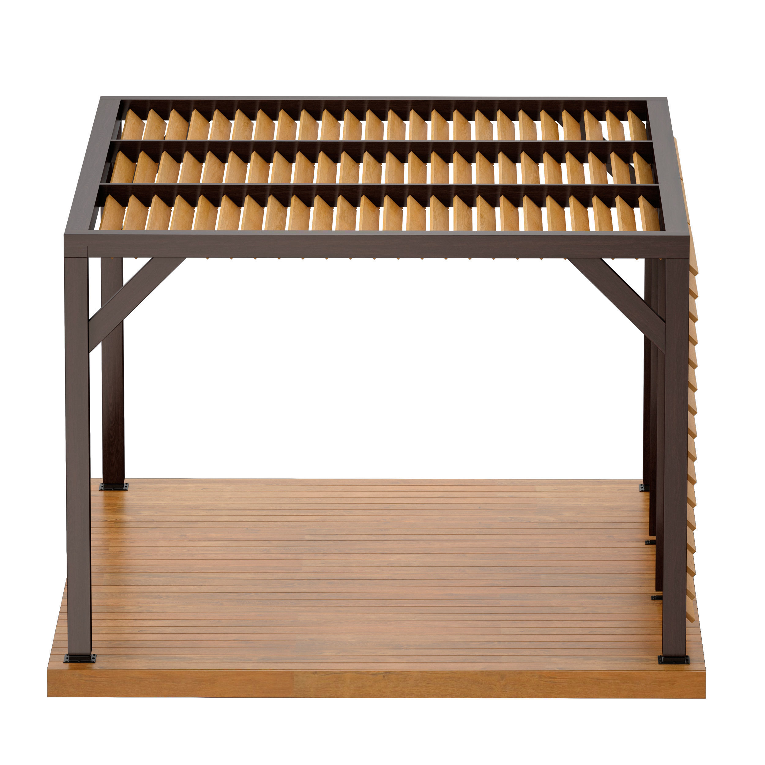 Wooden Rack Gazebo Pergola 3D model_4