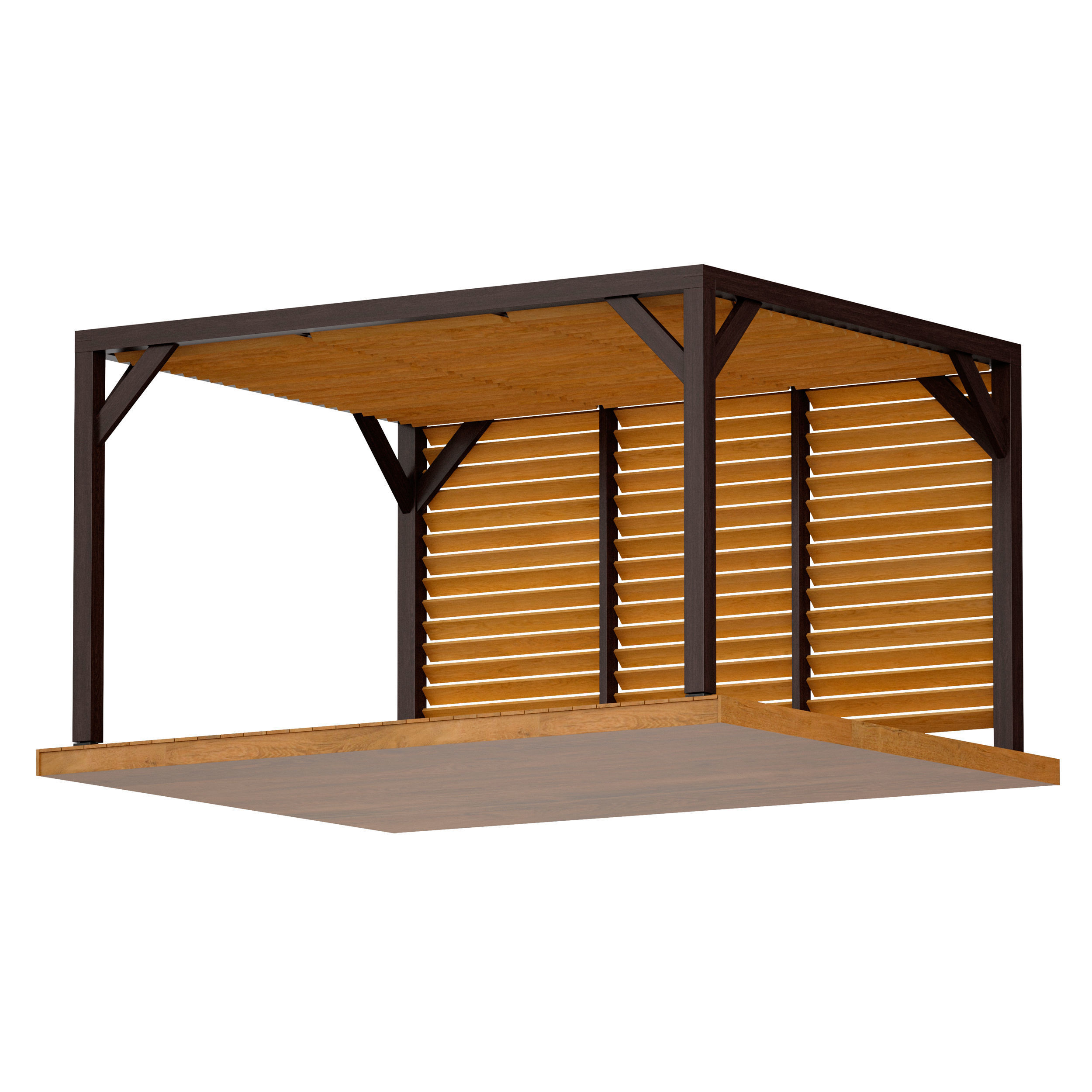 Wooden Rack Gazebo Pergola 3D model_2
