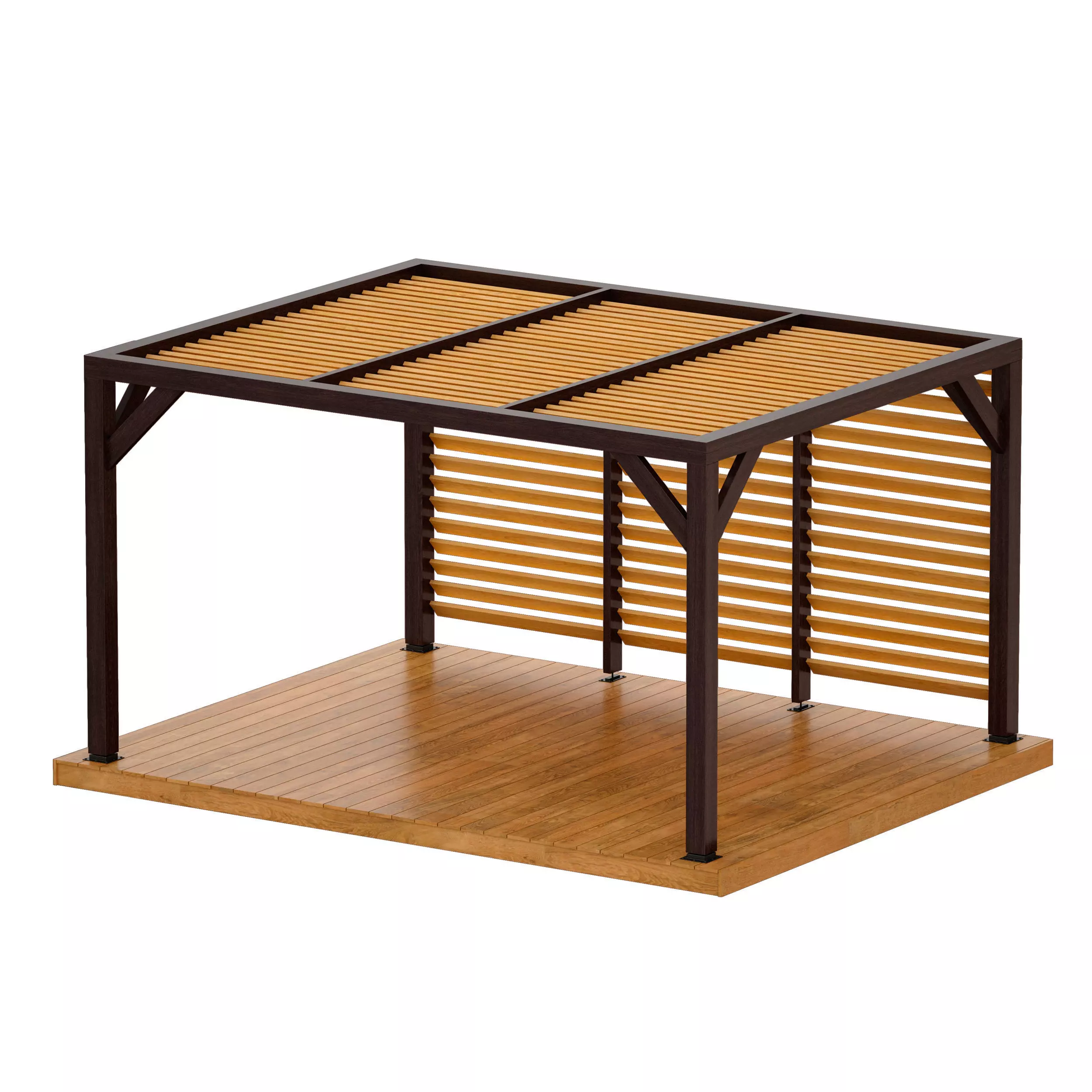 Wooden Rack Gazebo Pergola 3D model_0