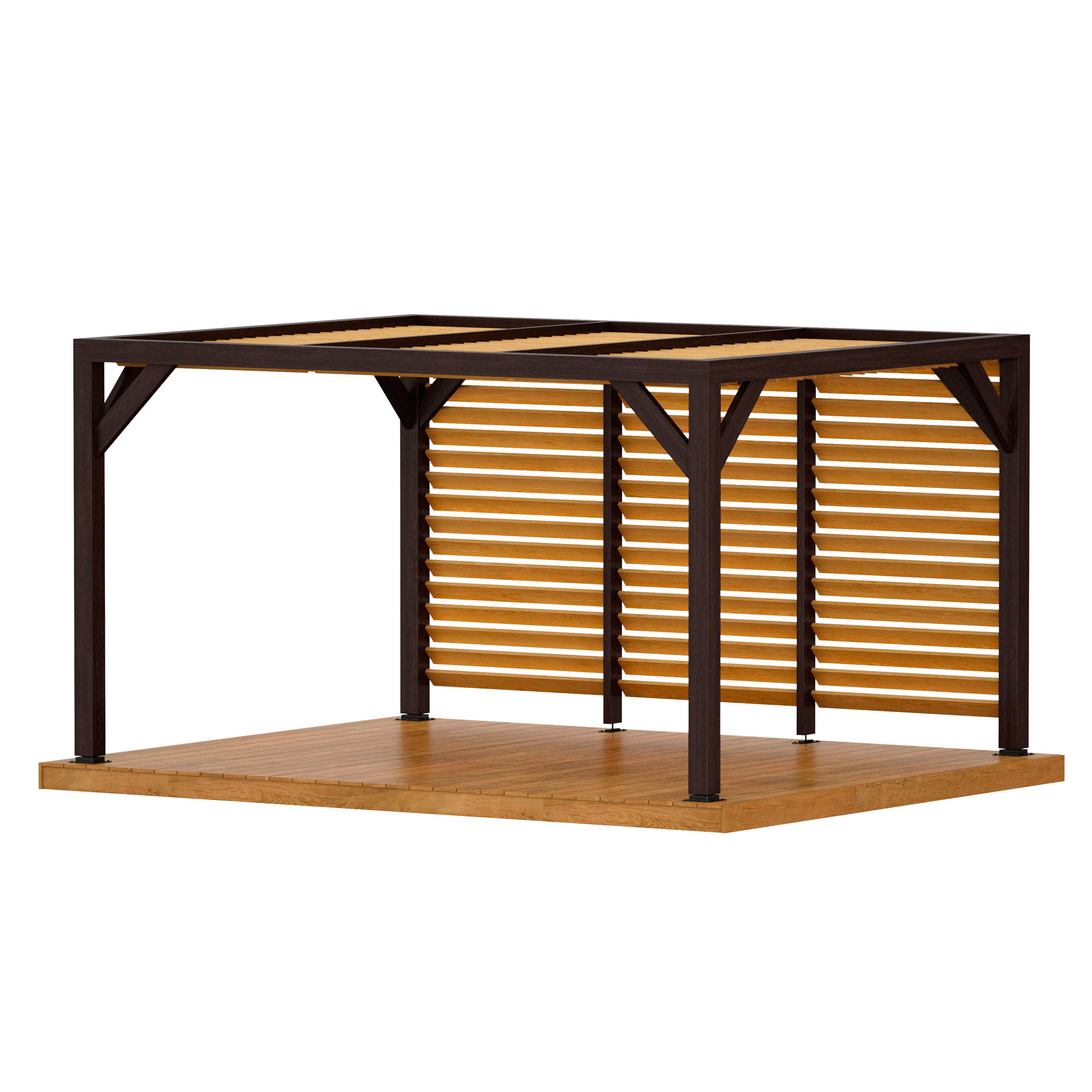 Wooden Rack Gazebo Pergola 3D model_1