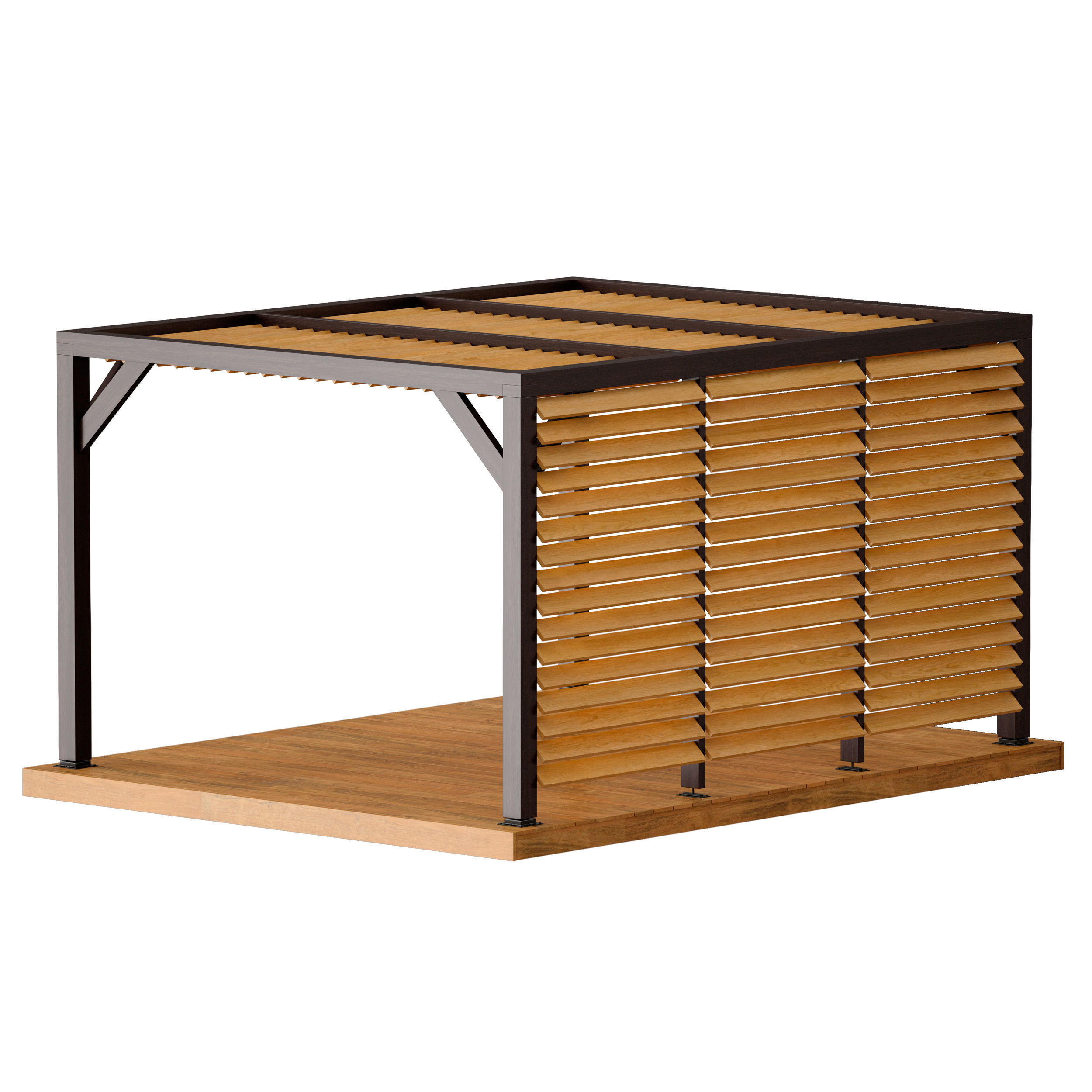 Wooden Rack Gazebo Pergola 3D model_6