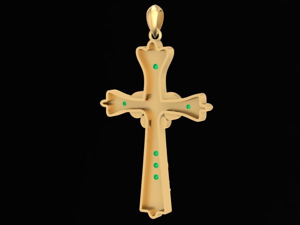 diamond cross pendant 2950 3D print model_7