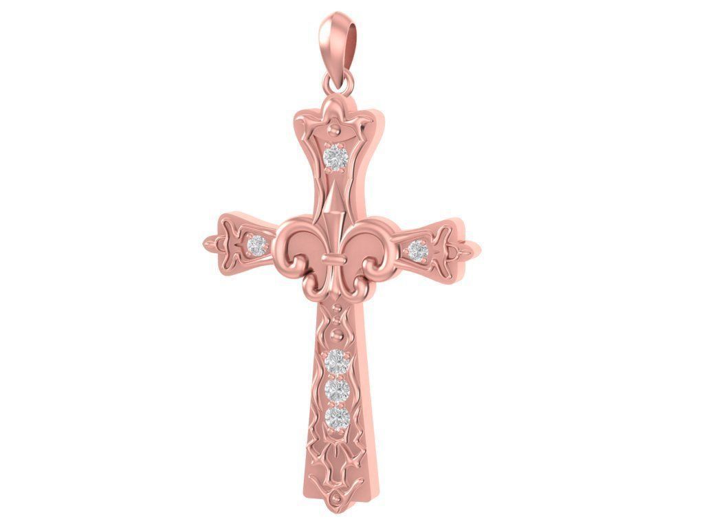 diamond cross pendant 2950 3D print model_1