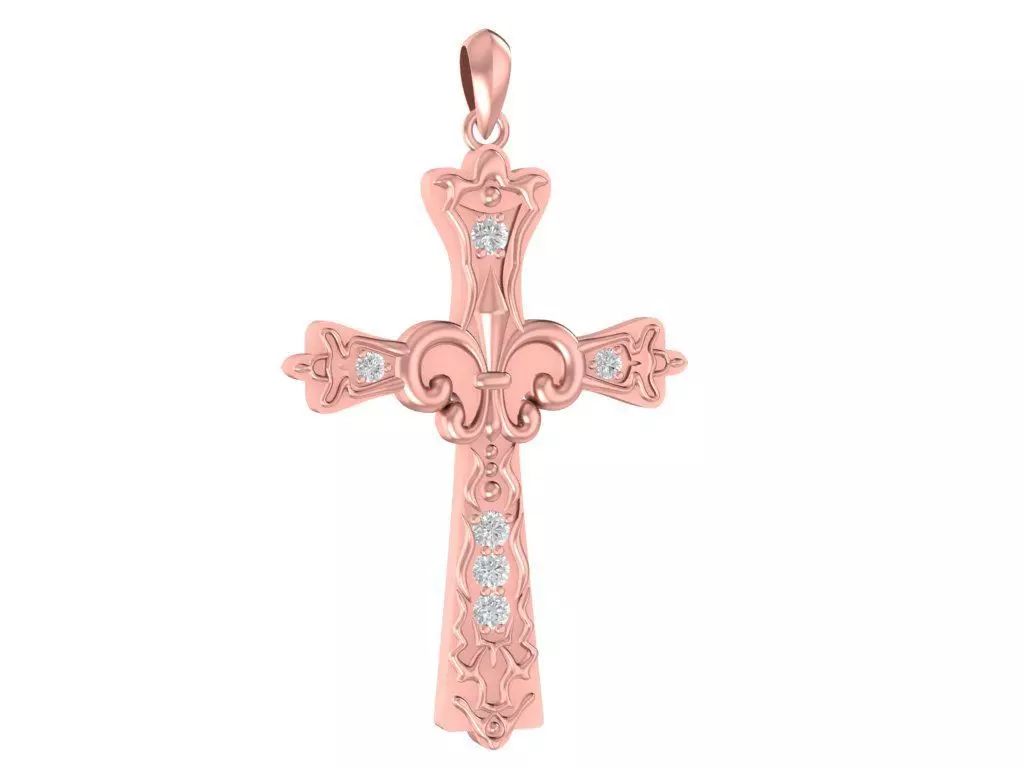 diamond cross pendant 2950 3D print model_0
