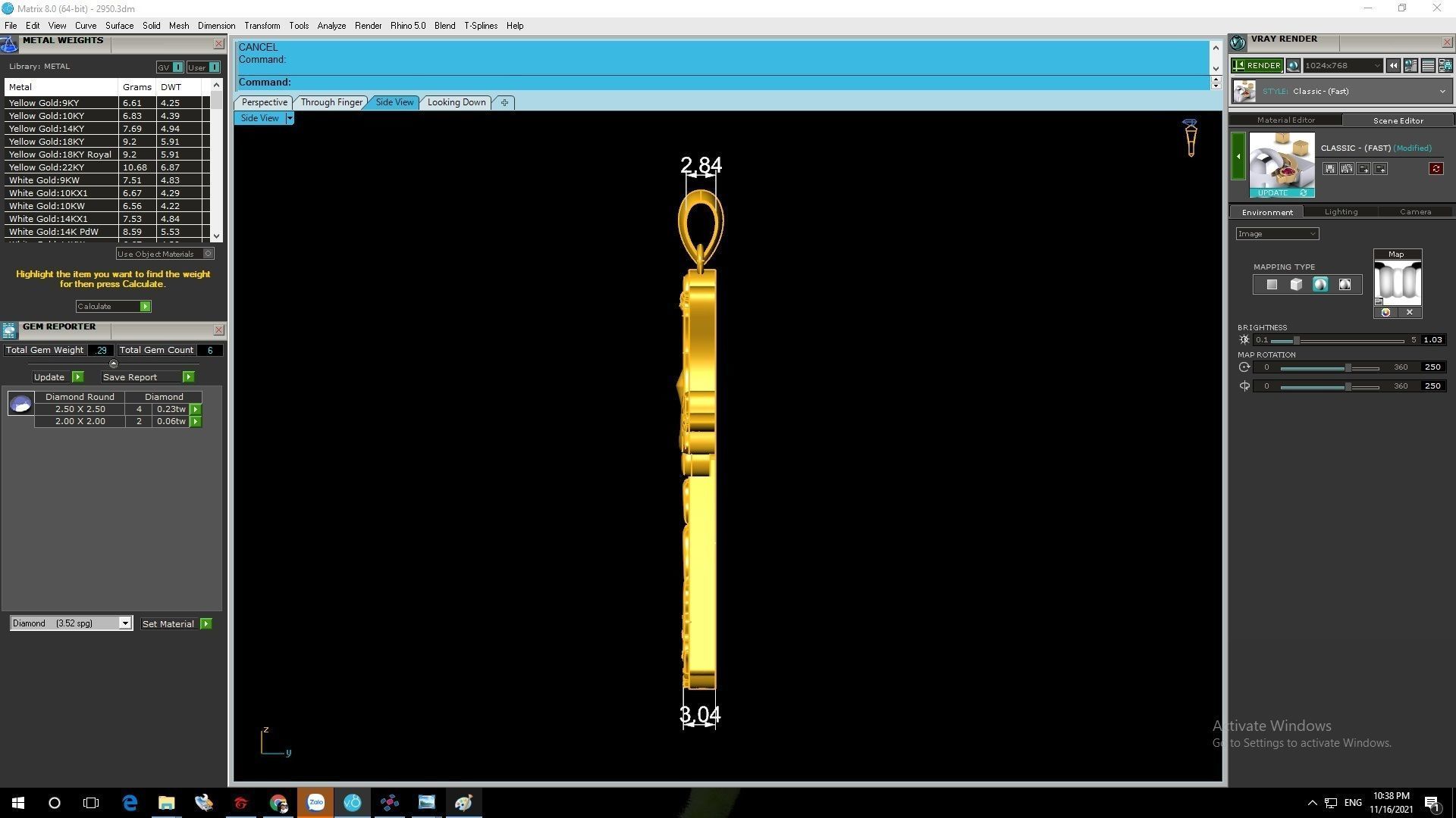 diamond cross pendant 2950 3D print model_3