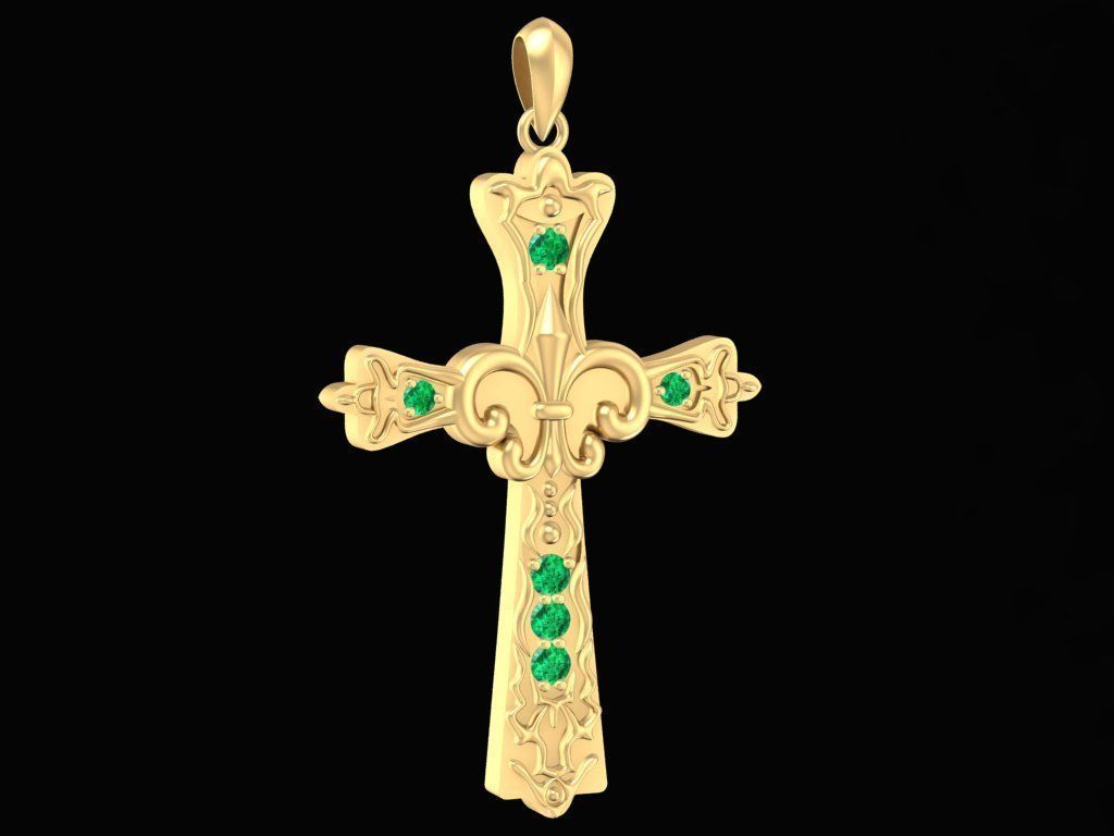 diamond cross pendant 2950 3D print model_5