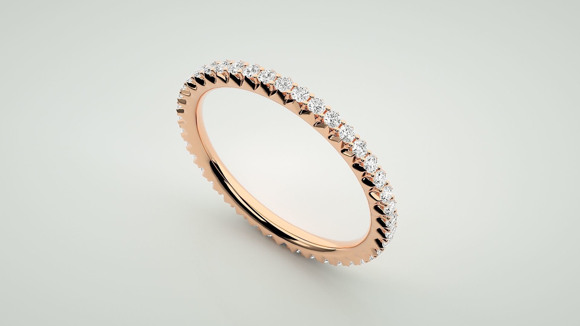Eternity Band Diamond Ring 3dm stl render detail 3D print model_2