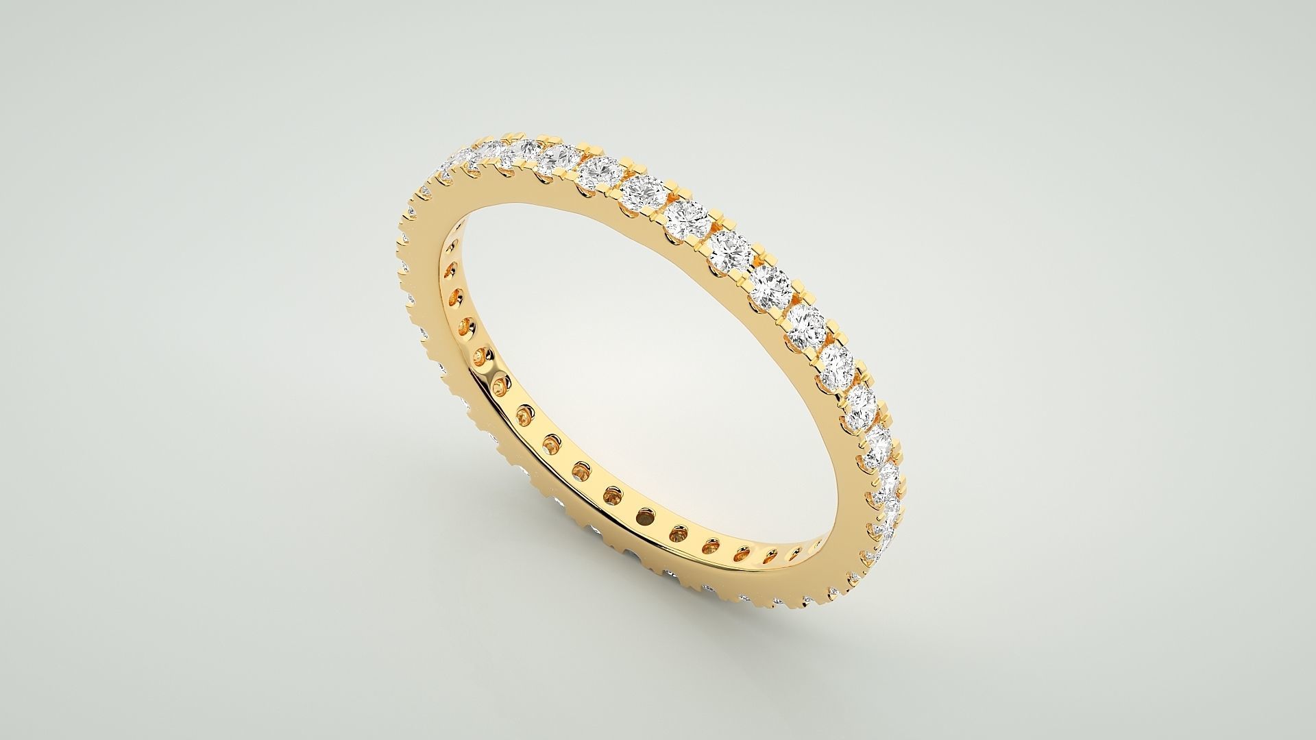 Eternity Band Diamond Ring 3dm stl render detail 3D print model_9