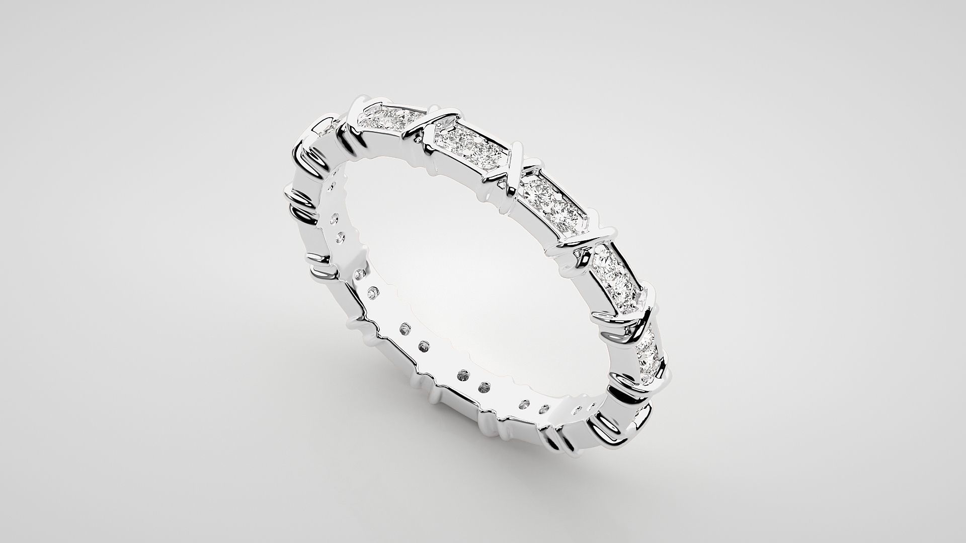 Eternity Band Diamond Ring 3dm stl render detail 3D print model_6