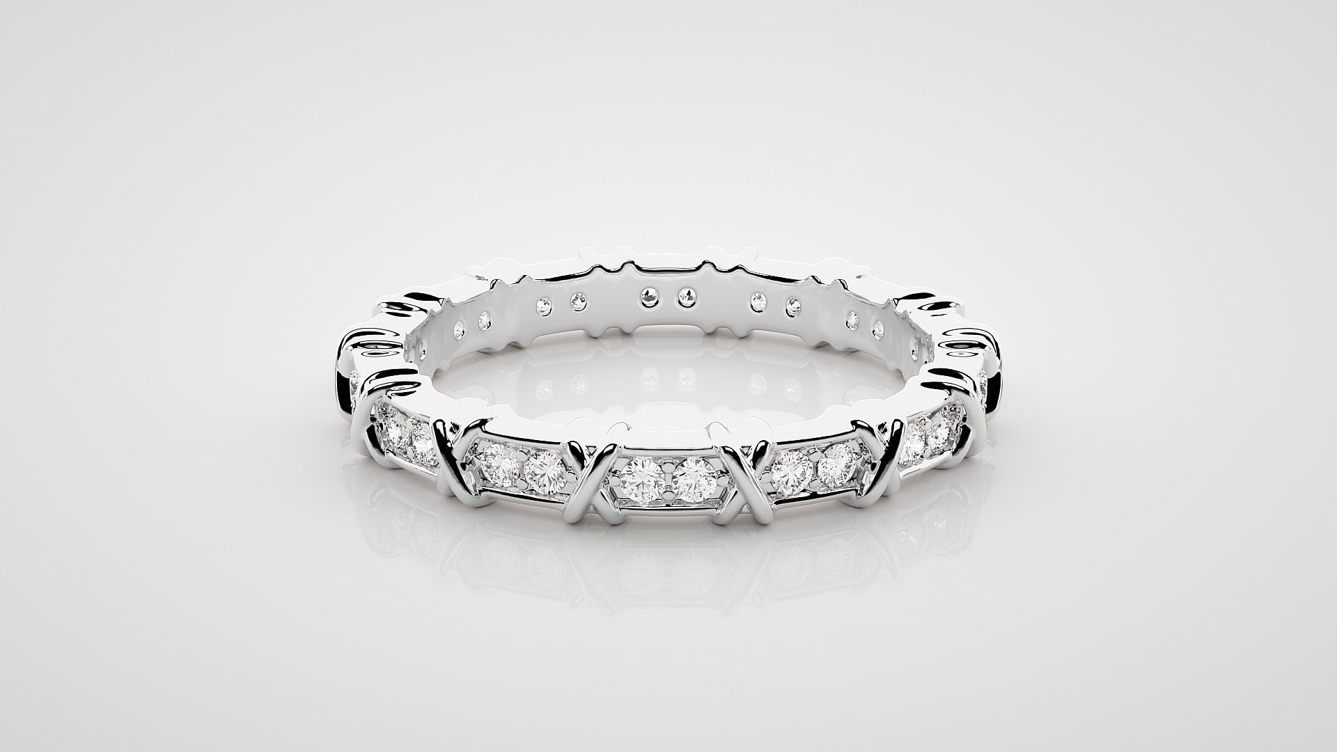 Eternity Band Diamond Ring 3dm stl render detail 3D print model_4